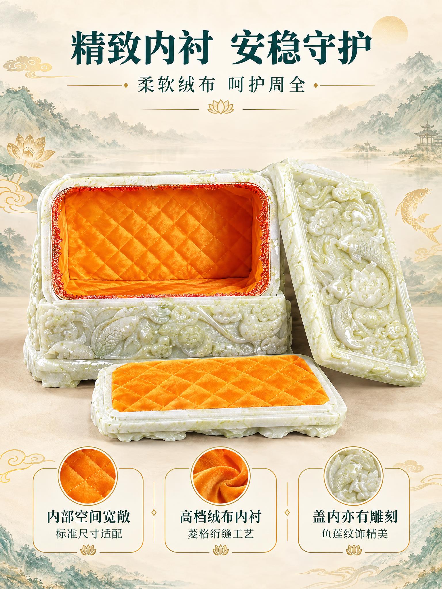 [商品] 使用【图3】【图4】风水宝地黄岫玉骨灰盒开盖状态；保… - 图片创意预览