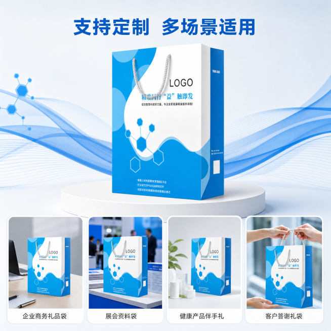 [主图-3] 定制服务与适用场景展示图，蓝白商务科技风，保持产品设计风格与参考图一致。[氛围风格] 专业简约，信息清晰，整体现代质感。[画质] 商业摄影，产品清晰，细节丰富，画面干净高级。[元素] 主预览效果