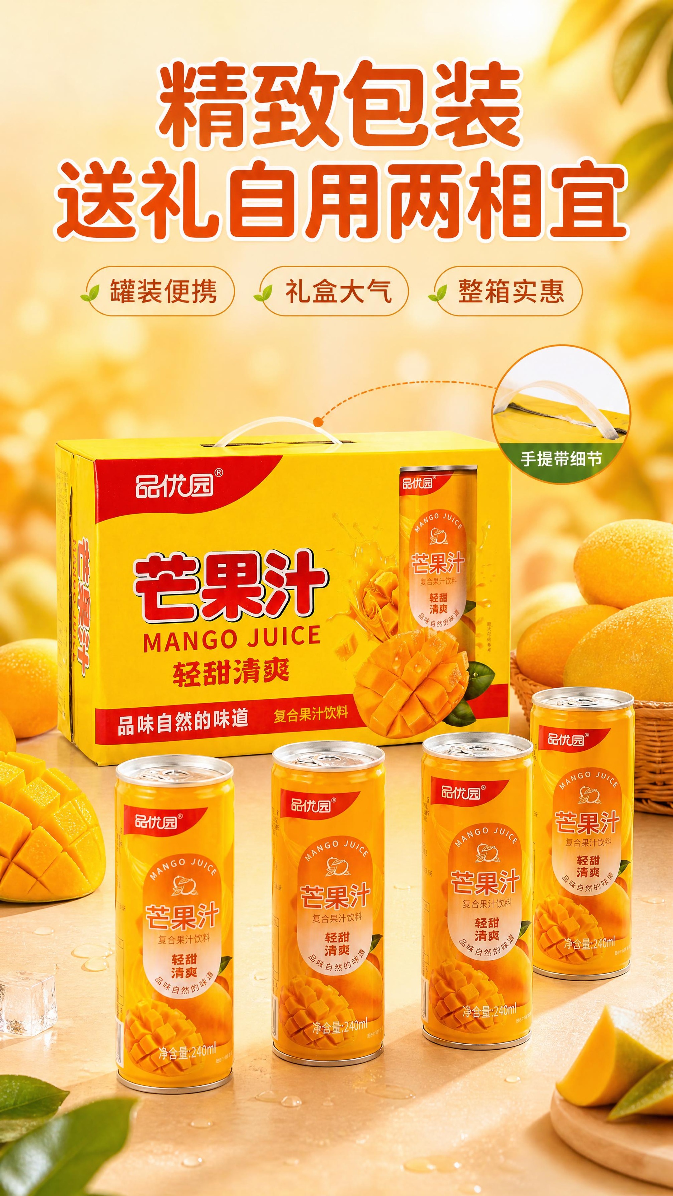 [商品] 使用【图1】品优园芒果汁240ml单罐、【图2】品优… - 图片创意预览