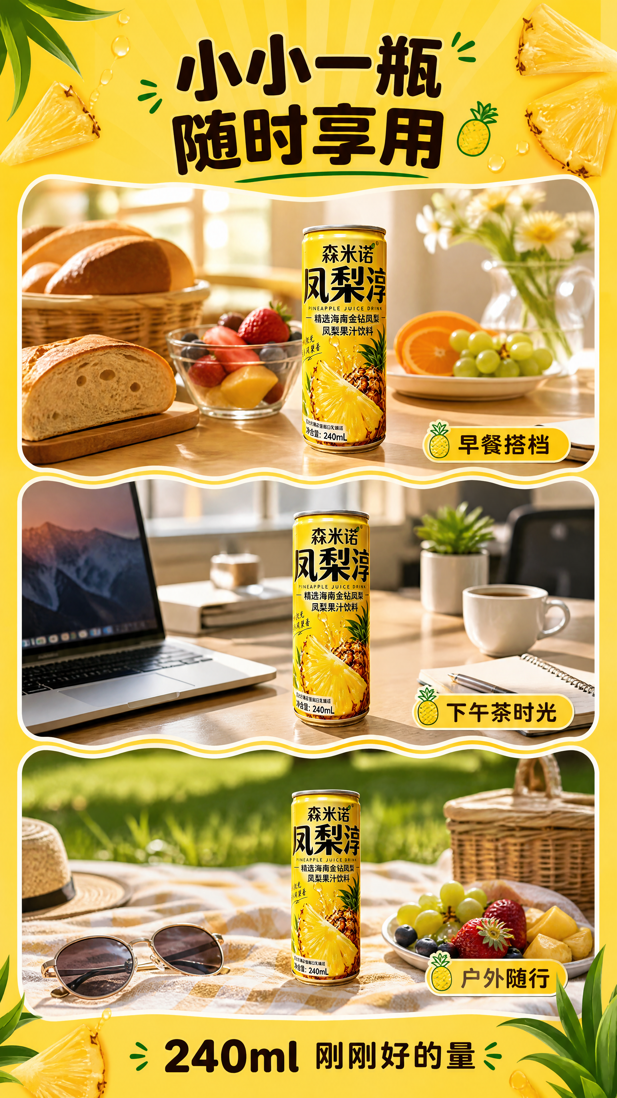 [商品] 使用【图1】森米诺凤梨淳细长易拉罐；保留罐体细长比例… - 图片创意预览