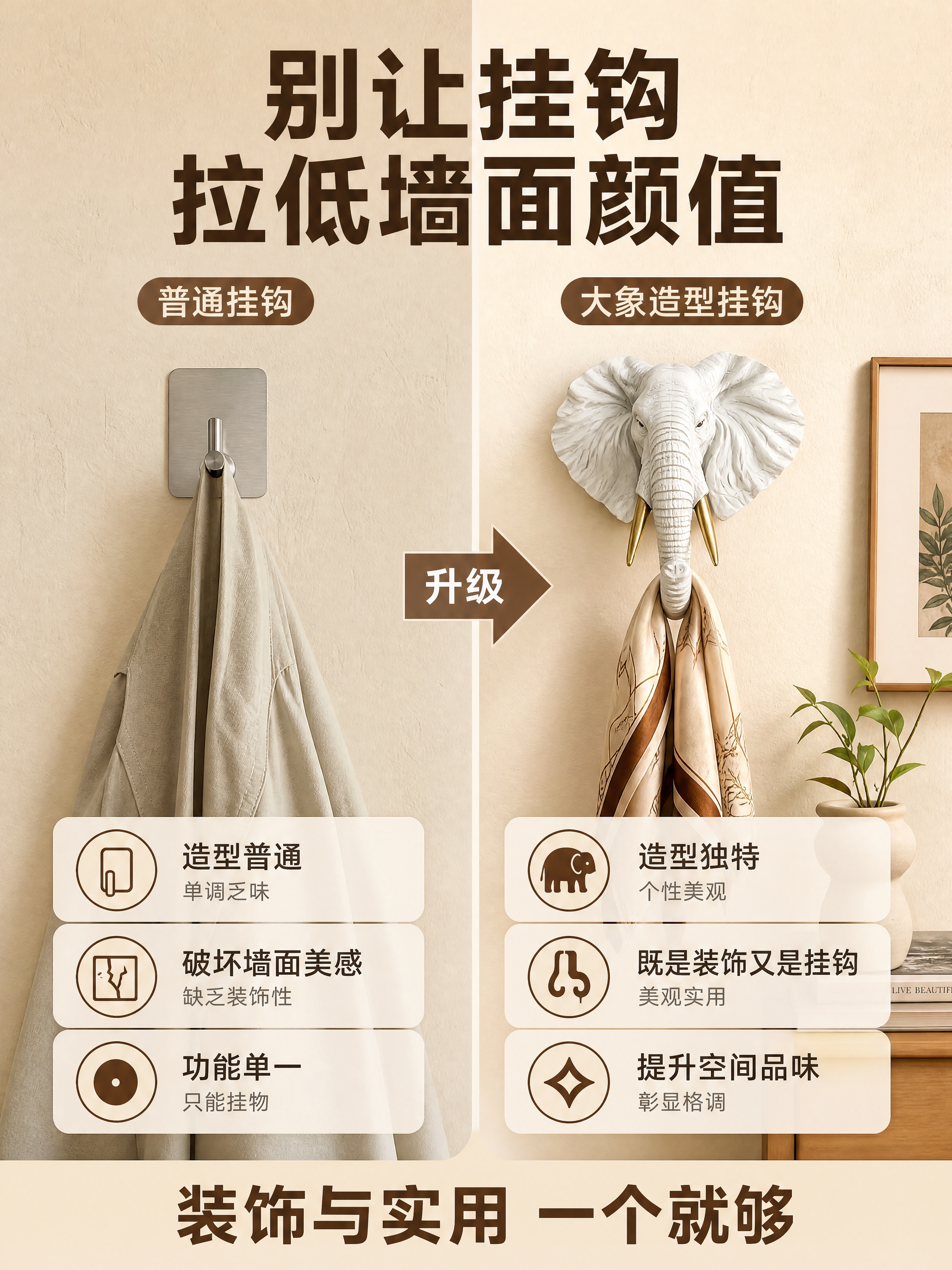 [商品] 使用【图1】灰色款大象挂钩、【图4】白色款大象挂钩；… - 图片创意预览