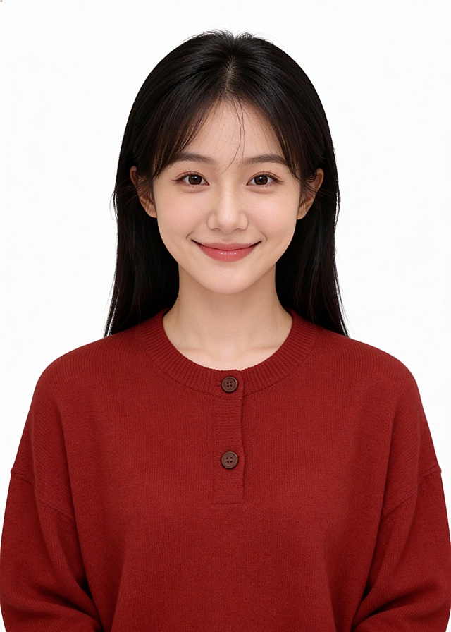 红色新年开运针织衫证件照