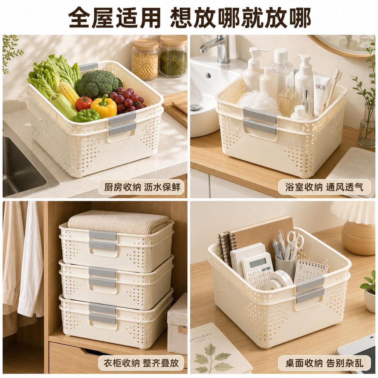 [主图-4] 收纳篮多场景使用方案展示图 [氛围风格] 温暖家… - 图片创意预览