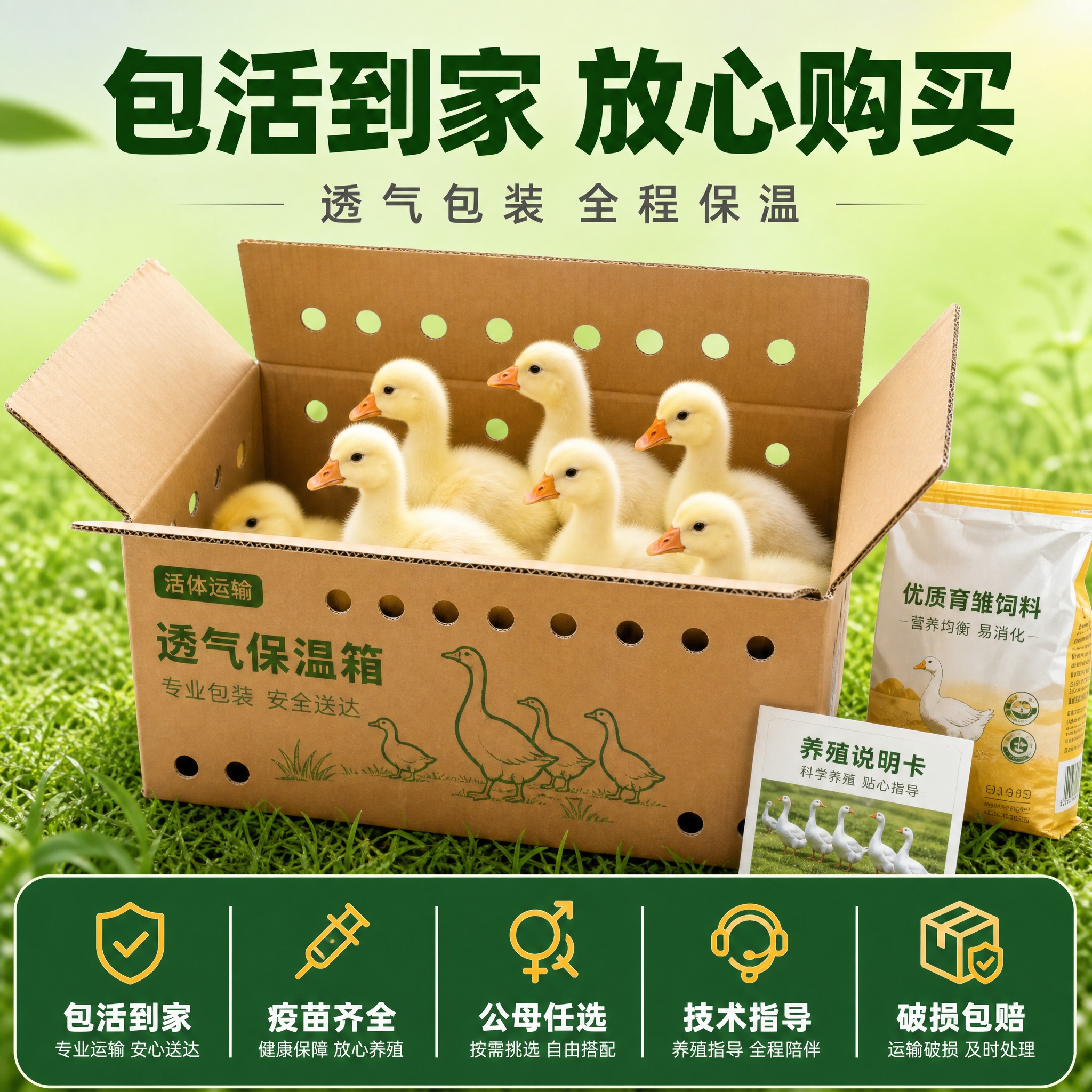 [主图-5] 服务承诺与包装，主题为包活到家包装透气，展示运输… - 图片创意预览