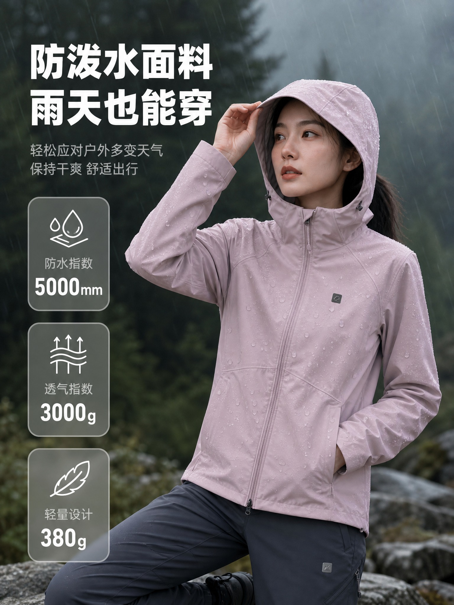 [主图2] 软壳连帽夹克冲锋衣 功能参数展示图 拼多多平台 3… - 图片创意预览