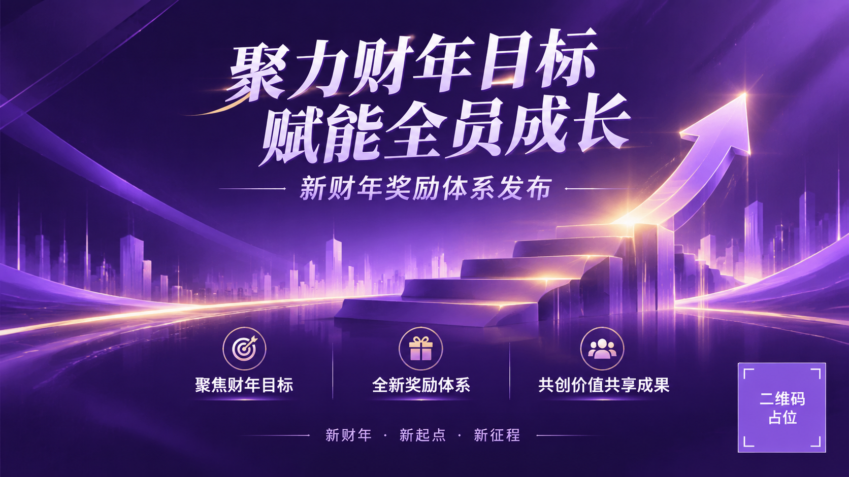 一张企业新财年奖励体系发布的宣传海报，紫色为主色调，采用品牌高… - 图片创意预览
