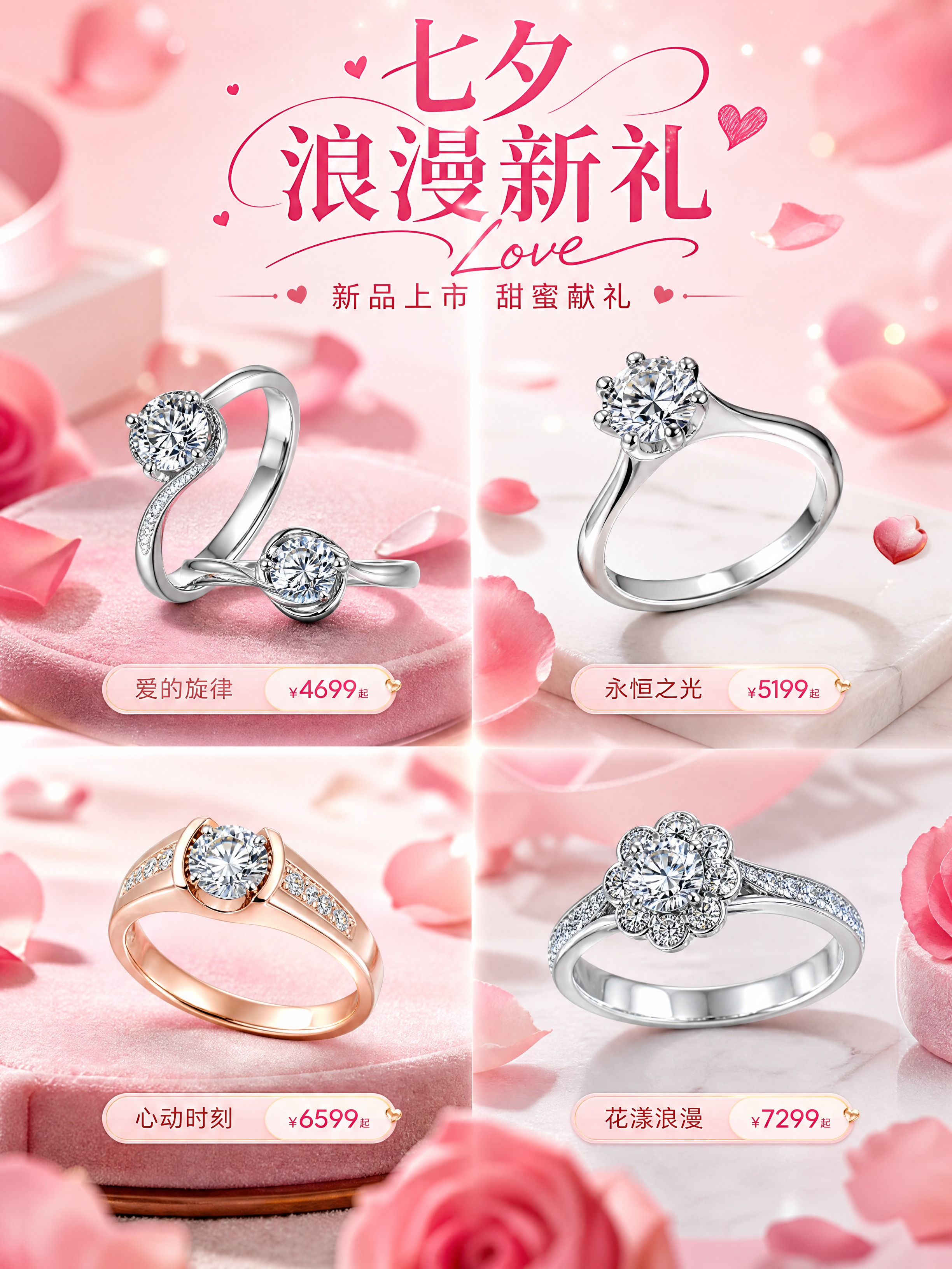 [商品] 使用【图1】中的多款钻戒珠宝产品；保留每款钻戒的独特… - 图片创意预览