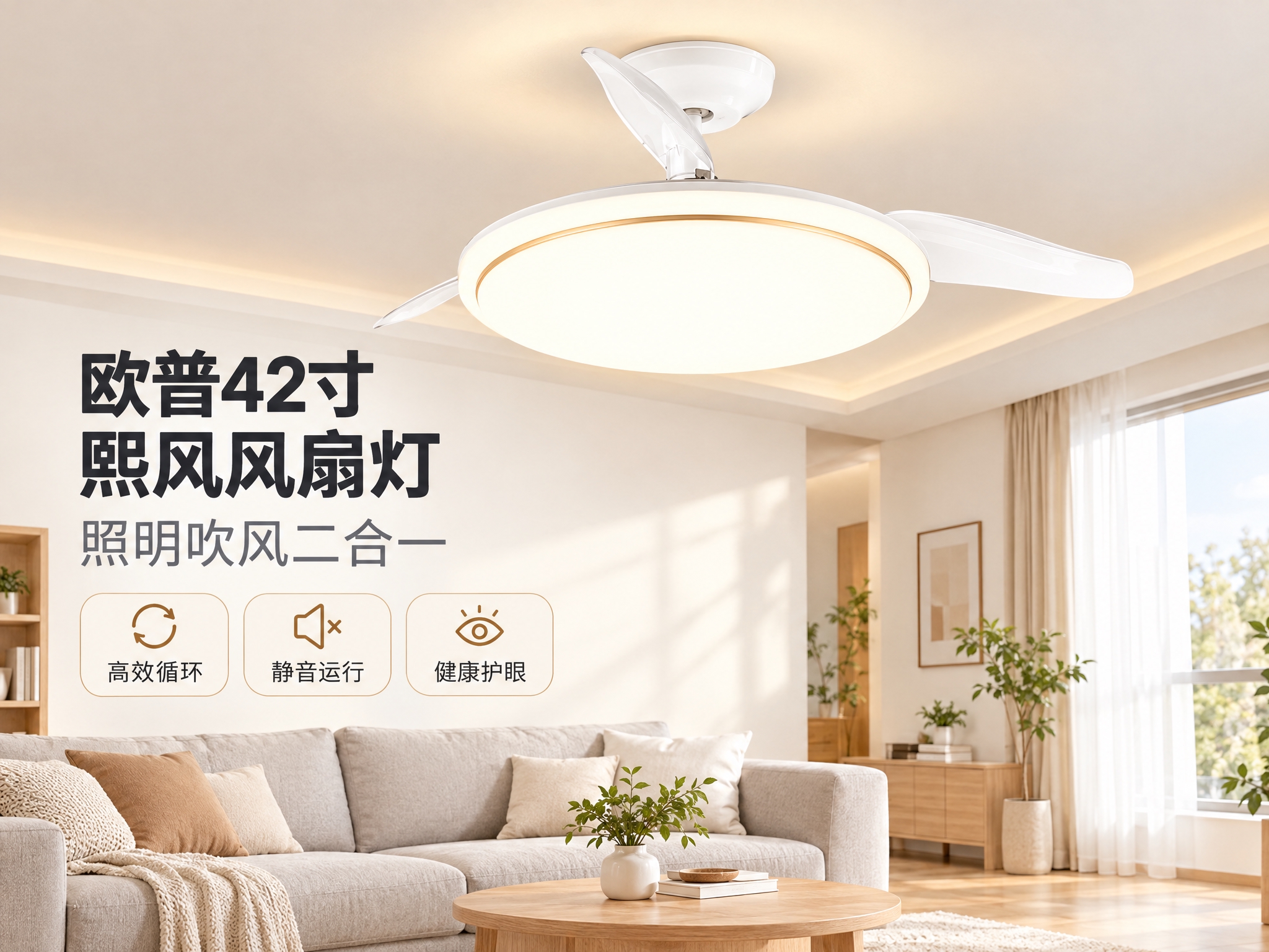 [主图1] 欧普风扇灯42寸熙风 空间氛围主视觉 吸睛首图 [… - 图片创意预览