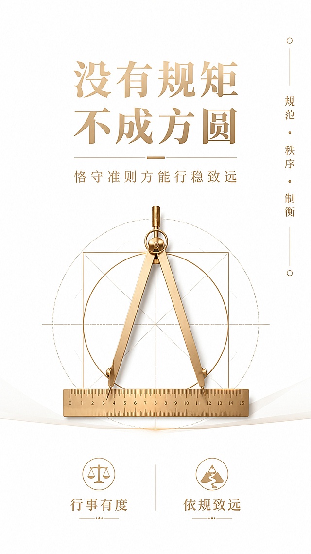 修改海报，去掉黑色底色，保留所有金色文字和圆规尺子图形元素，将背景改为纯白色，保持整体版式和文字内容不变