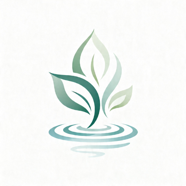 生成SPA水疗主题的抽象装饰图案，融合舒缓自然曲线形态，搭配叶片水波元素，整体柔和宁静，淡雅配色，适合用作美容养生品牌标识图案，系统无法识别出其中包含文字预览效果