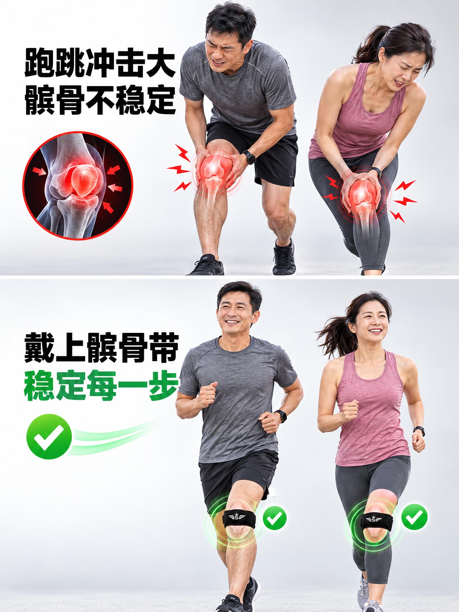 [详情2] 痛点原理页：上下对比分栏，上半部分40岁中年男女运… - 图片创意预览