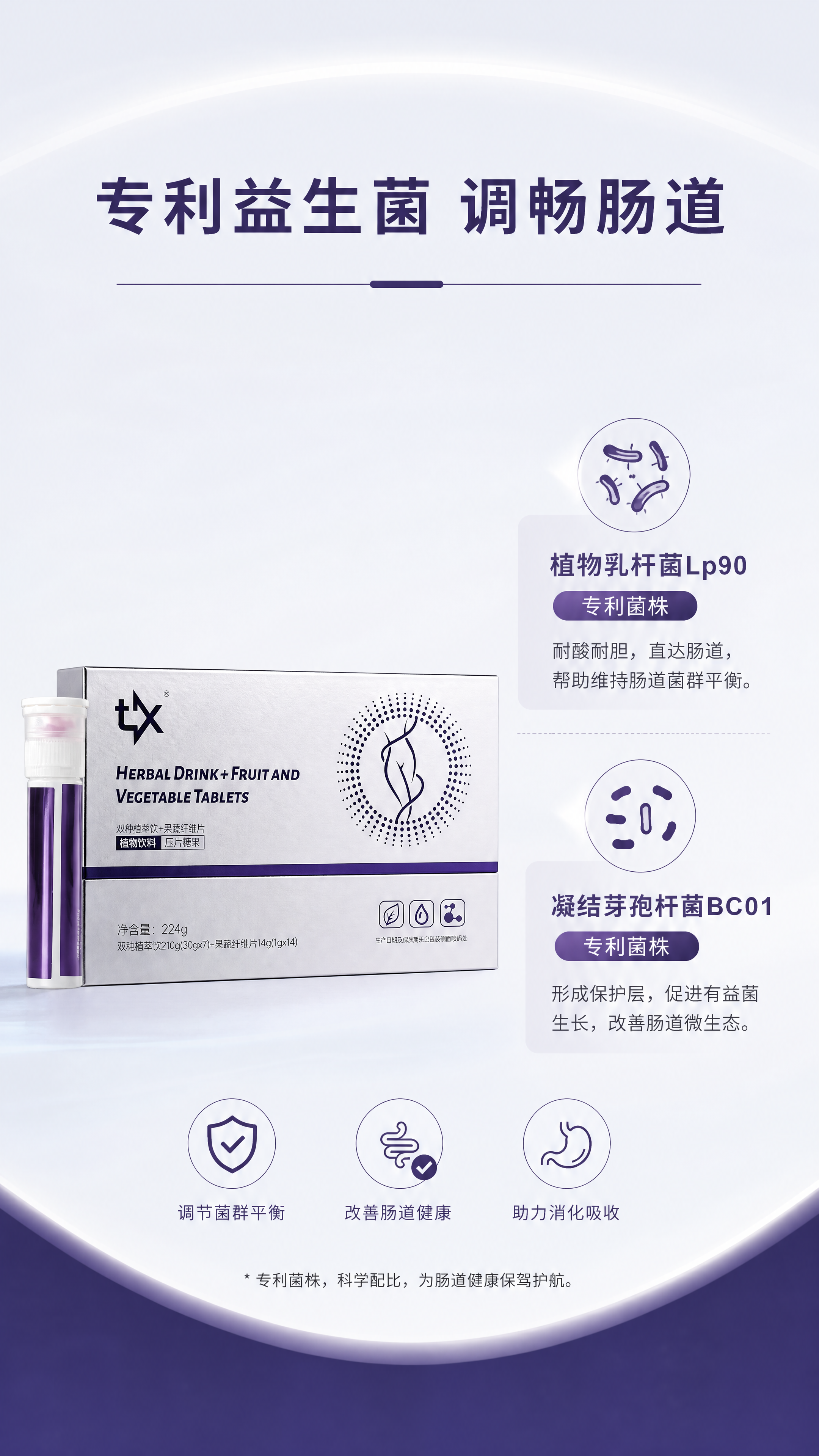 [第6屏] 专利益生菌，调节肠道健康。 风格：健康安心，干净专… - 图片创意预览