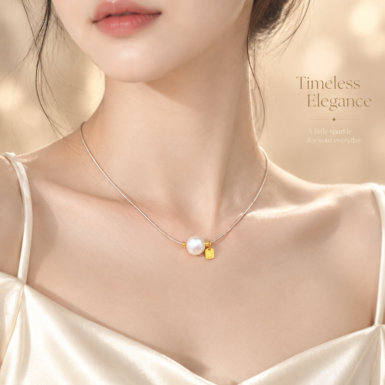[主图-3] 佩戴效果展示 女性颈部佩戴项链的局部特写 展现上… - 图片创意预览