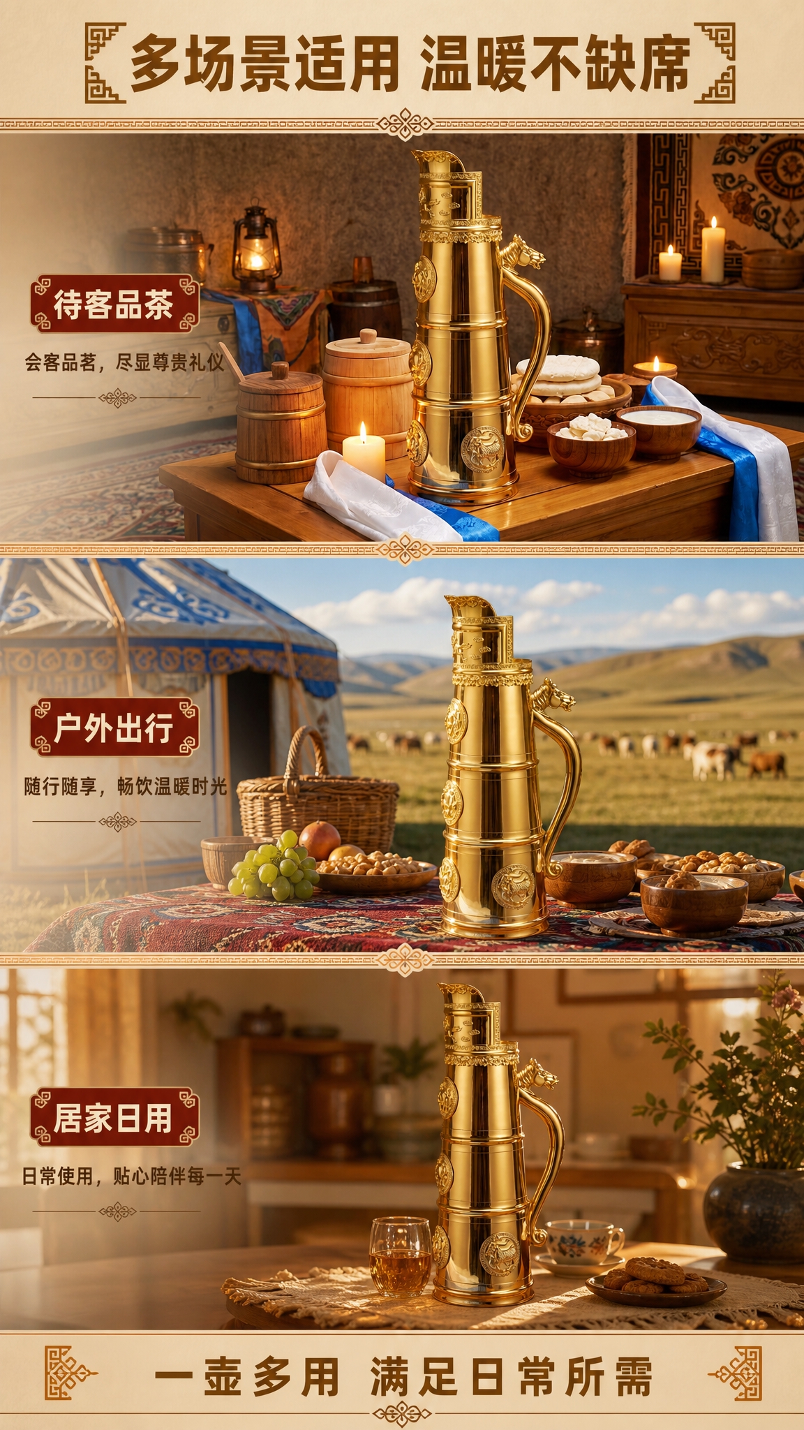 [商品] 使用【图5】全金色款保温水壶（蒙古包内场景）；保留水… - 图片创意预览