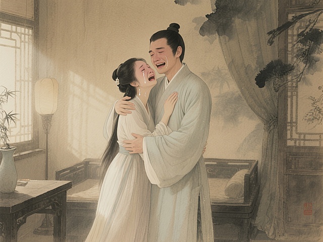 归是伊人终于盼到了，归来了，那个男人跟伊人深情拥抱，惊喜，双双对视，久久无言。

归
忽闻熟人声，惊得人莫名；忐忑望来人，哎，伊人终未归。暗处人影动，猜猜我是谁？喜，伊人终归来，相拥喜泣起。久久无人言，此情心中藏，寄情四目中。