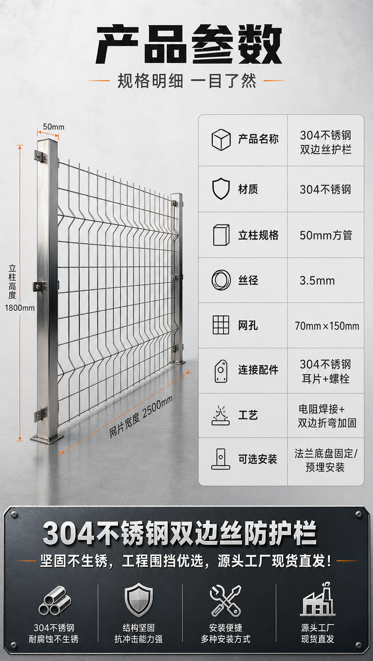 [商品] 使用【图1】304不锈钢双边丝护栏；保留产品整体结构… - 图片创意预览