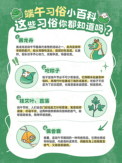端午节节日科普通用卡通感小红书配图
