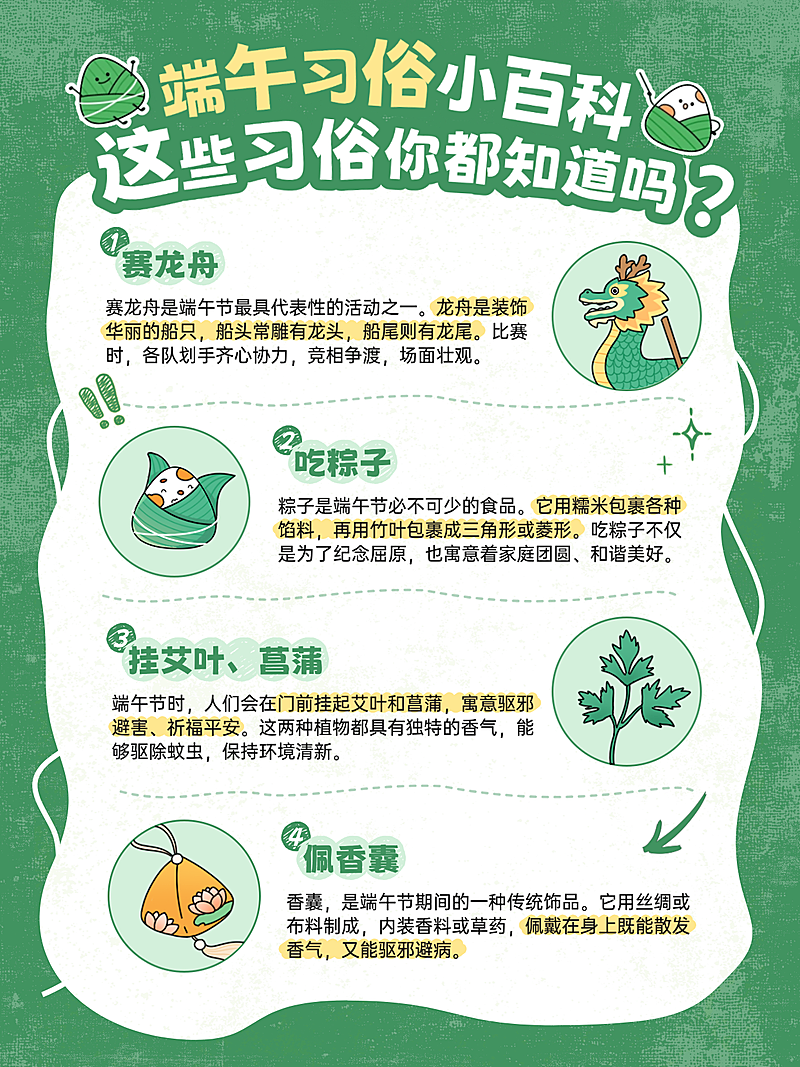 端午节节日科普通用卡通感小红书封面