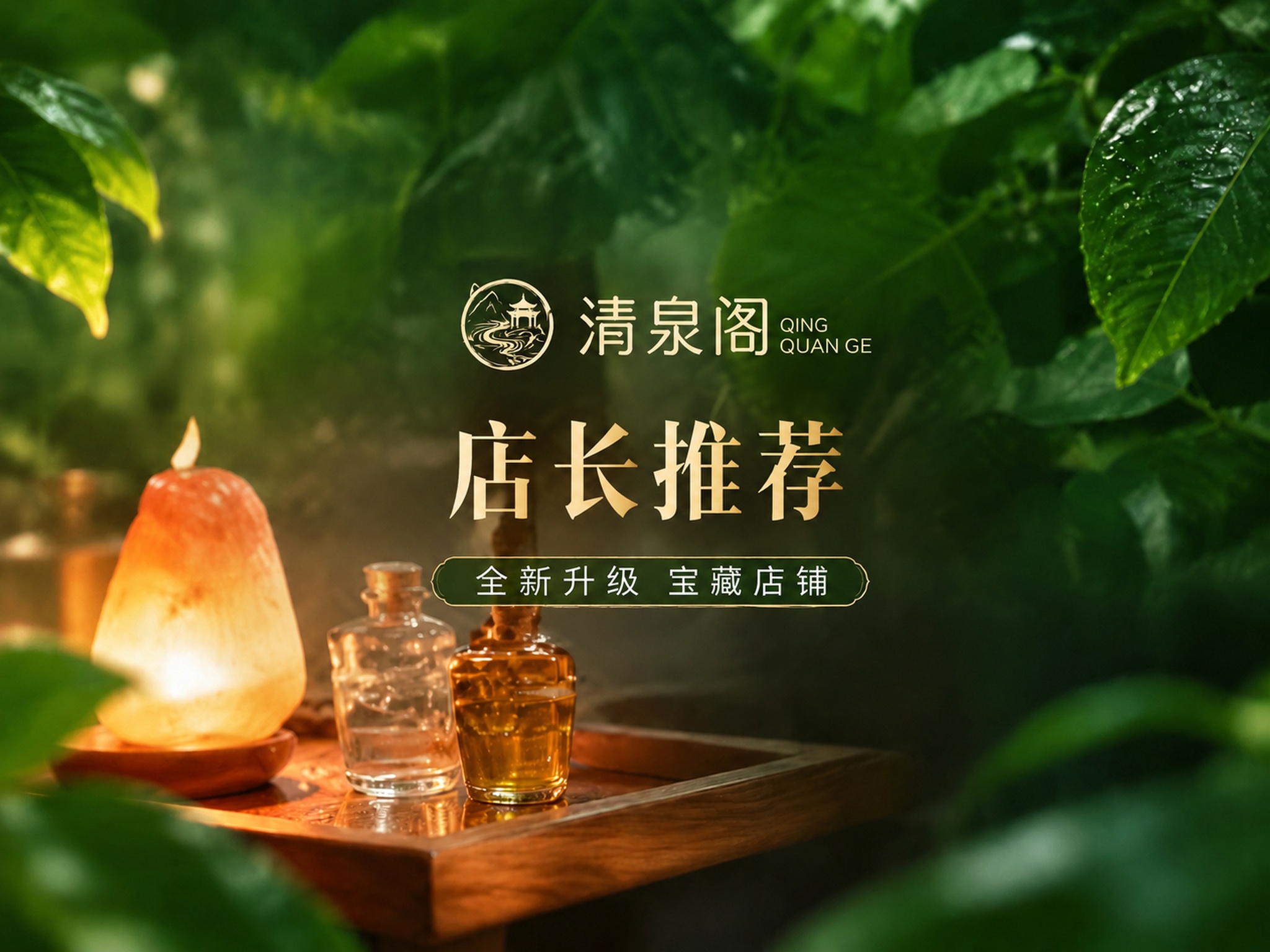 将图中所有文字：清泉阁、QING QUAN GE、店长推荐、全… - 图片创意预览