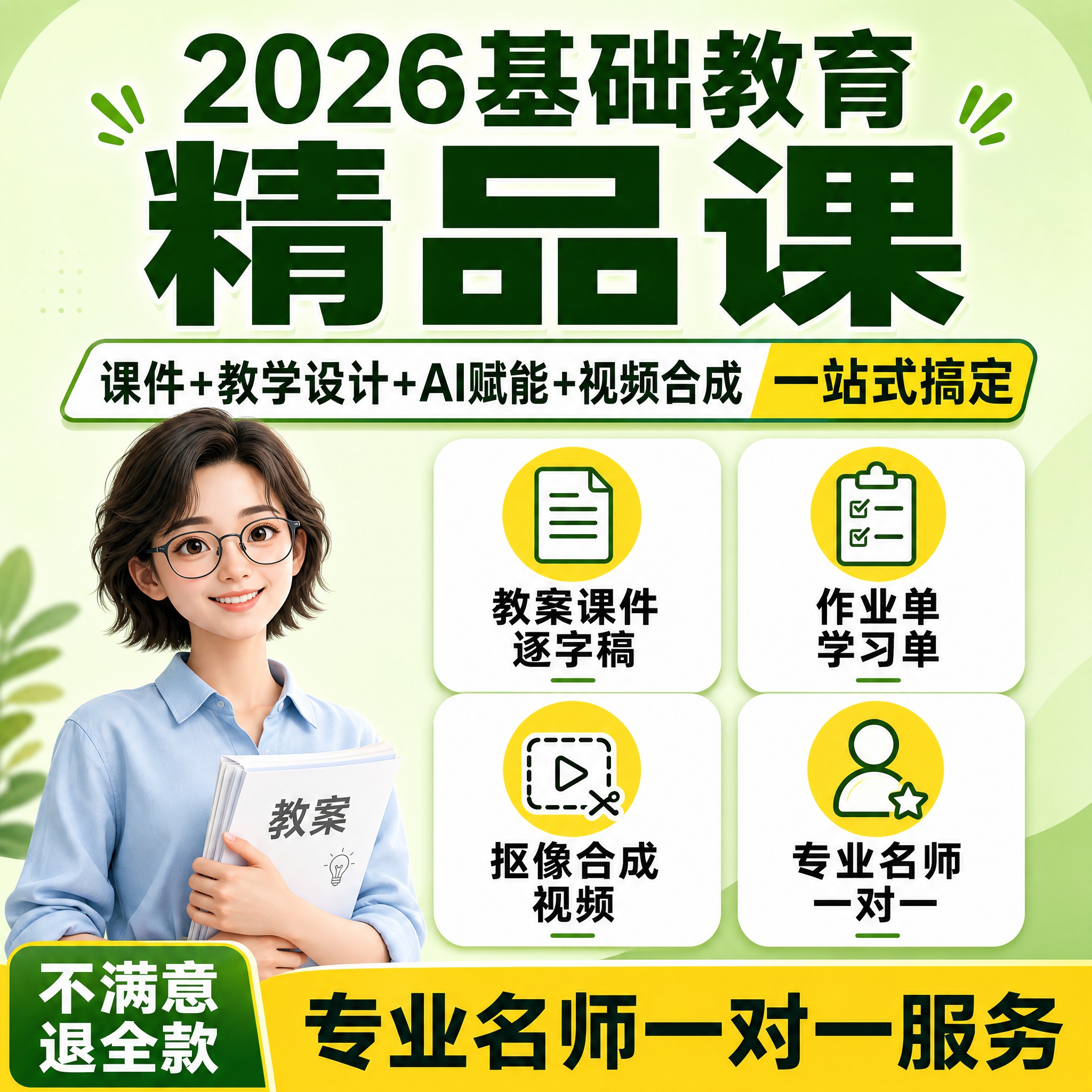 [主图-1] 主题与核心价值 吸睛首图。基础教育精品课一站式服… - 图片创意预览
