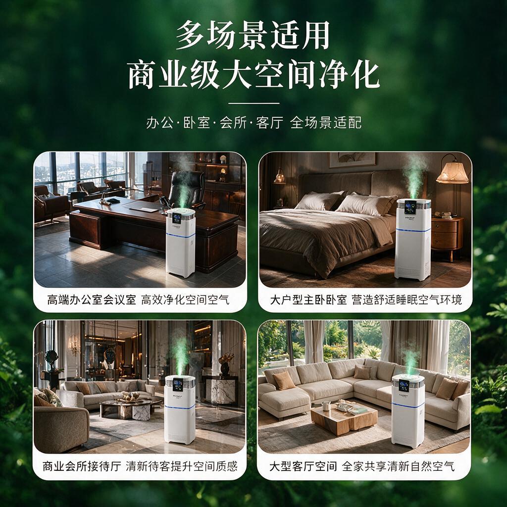 多场景适用商用负氧离子机主图，robotron品牌白色立式负氧… - 图片创意预览