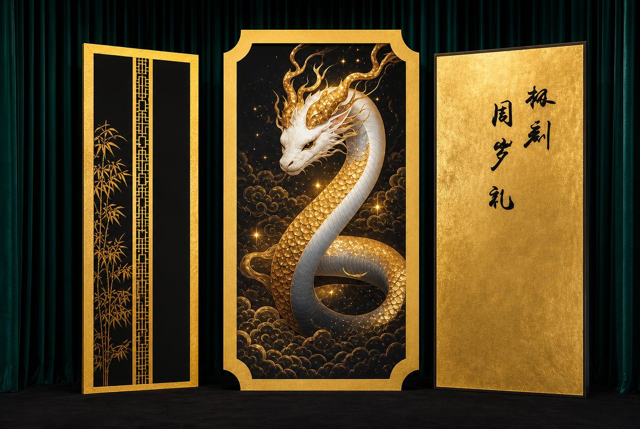 参考图整体构图和内容完全一致，生成高清大图：三扇中式屏风组合，… - 图片创意预览
