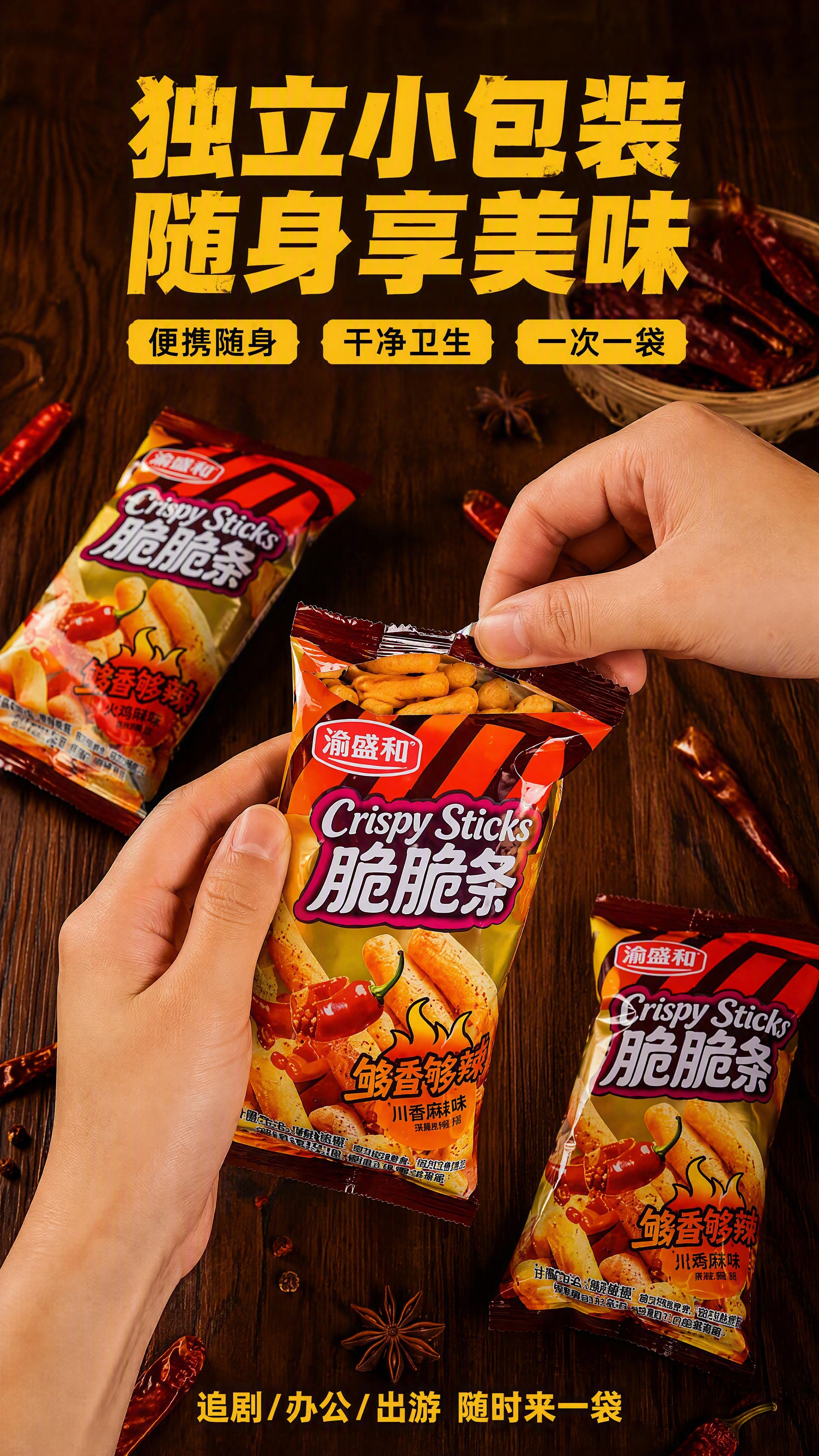 [第6张] 独立包装细节-脆脆条小包装便携撕开动作页。本张使用… - 图片创意预览