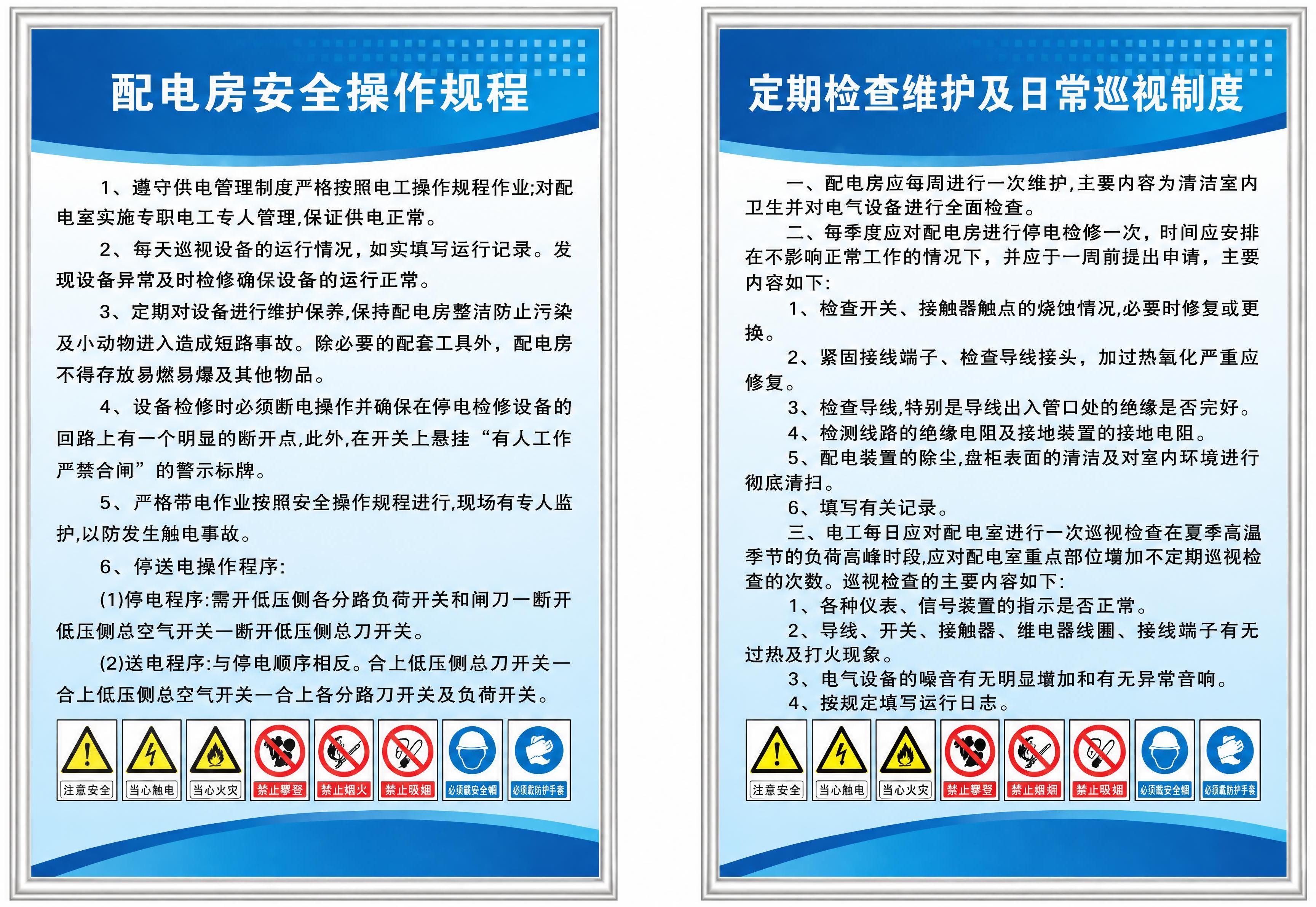 将参考图中的两张配电房制度海报重新制作成高清矢量风格的图片，保… - 图片创意预览