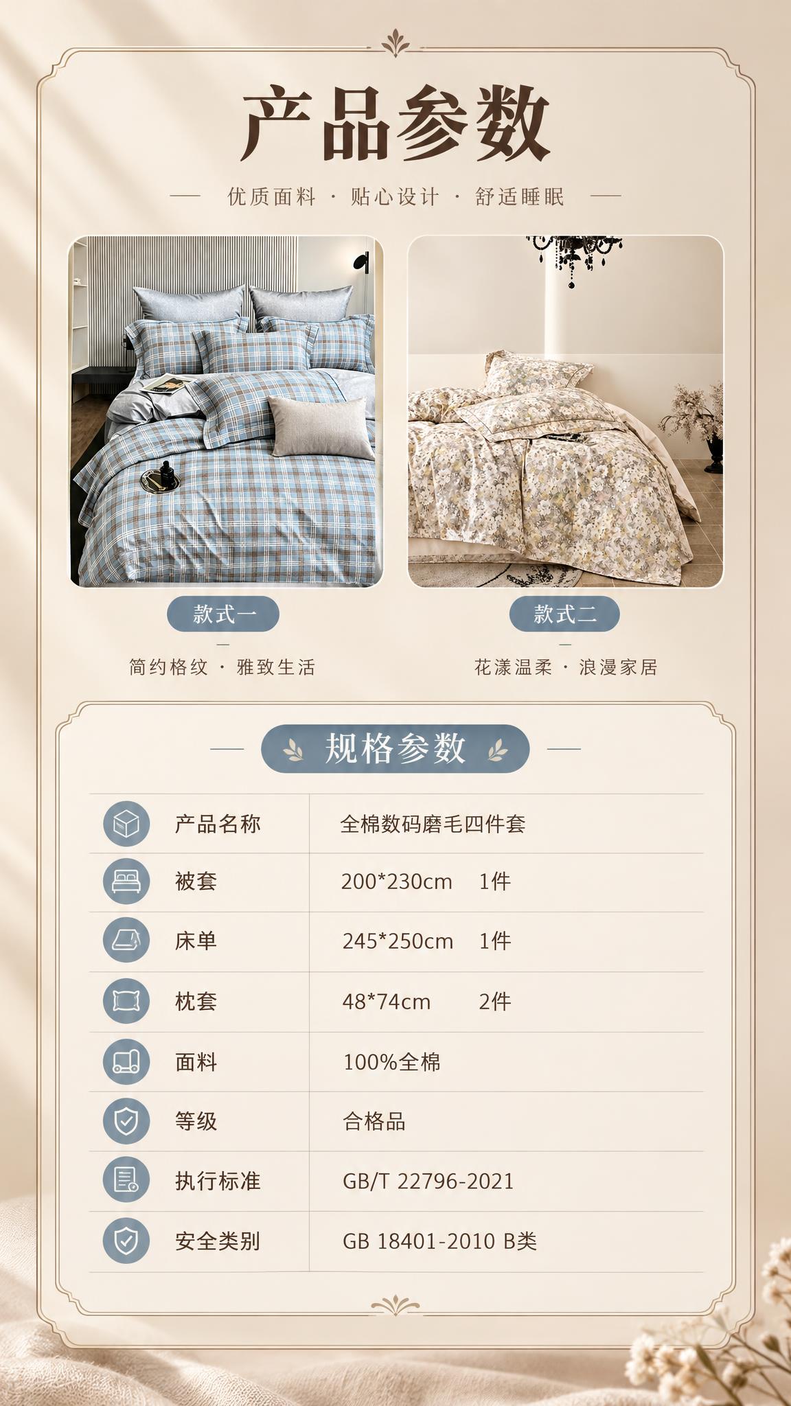 [商品] 使用【图1】与【图2】两款四件套缩略展示；保留产品基… - 图片创意预览