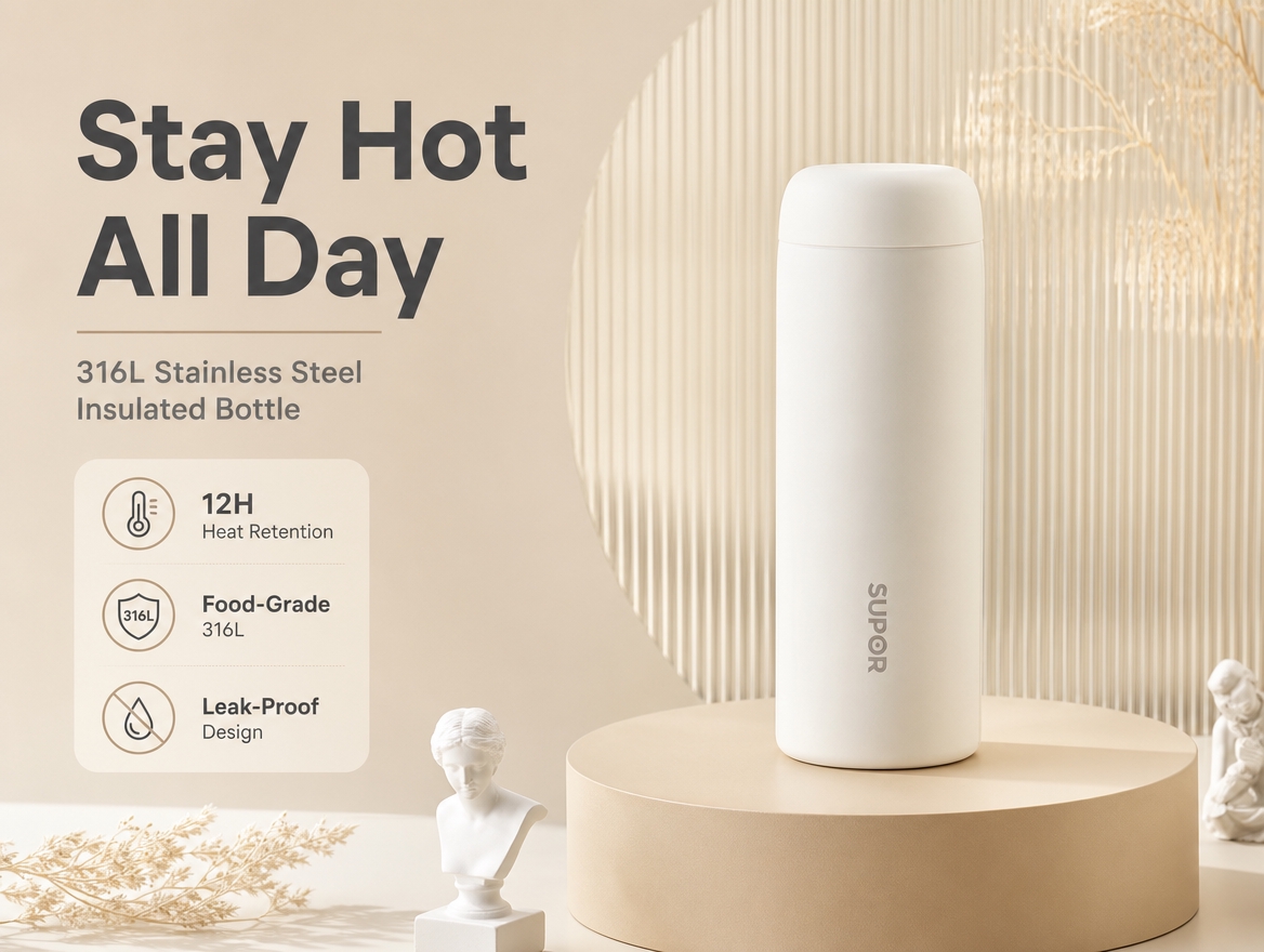 [商品] 使用【图1】SUPOR 苏泊尔奶昔白保温杯 380m… - 图片创意预览