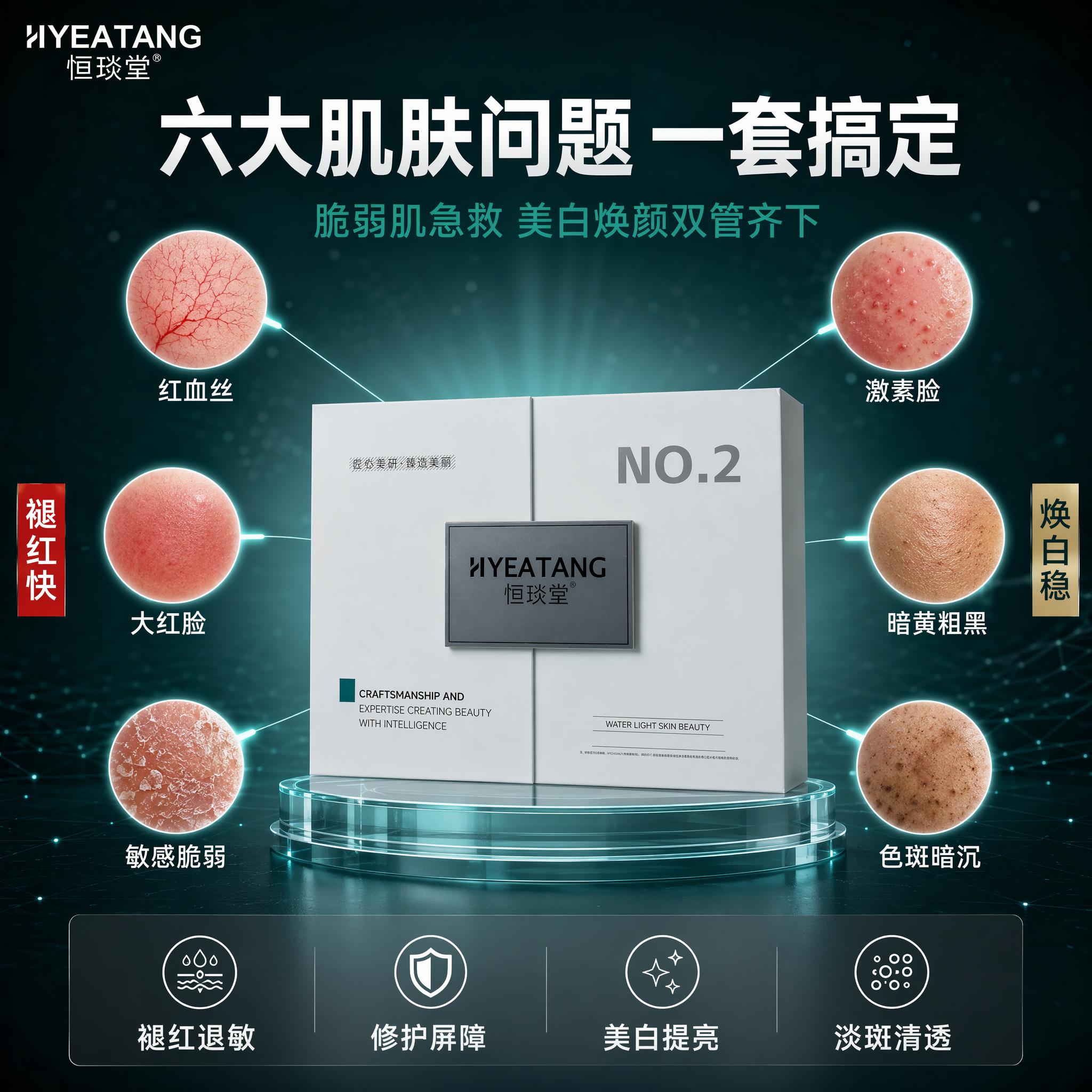 [主图-4] 恒琰堂水光肌美肤套 痛点解决方案 六大肌肤问题全… - 图片创意预览