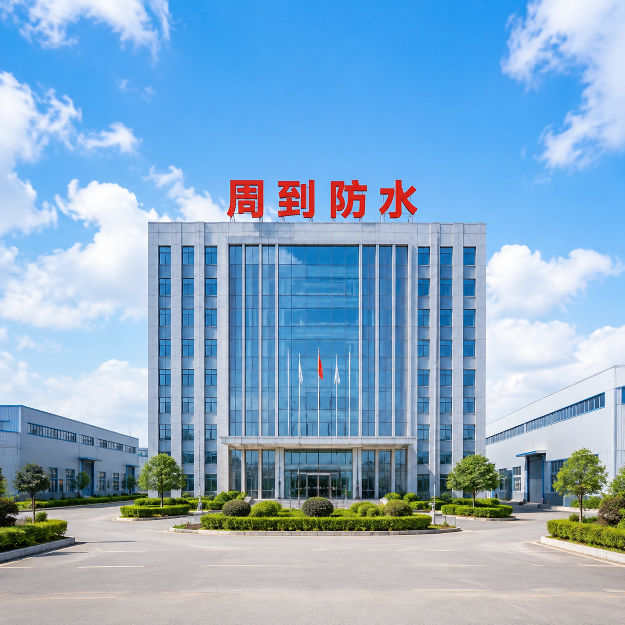 500x500像素正方形头像图，现代化工厂及办公楼背景。画面主… - 图片创意预览
