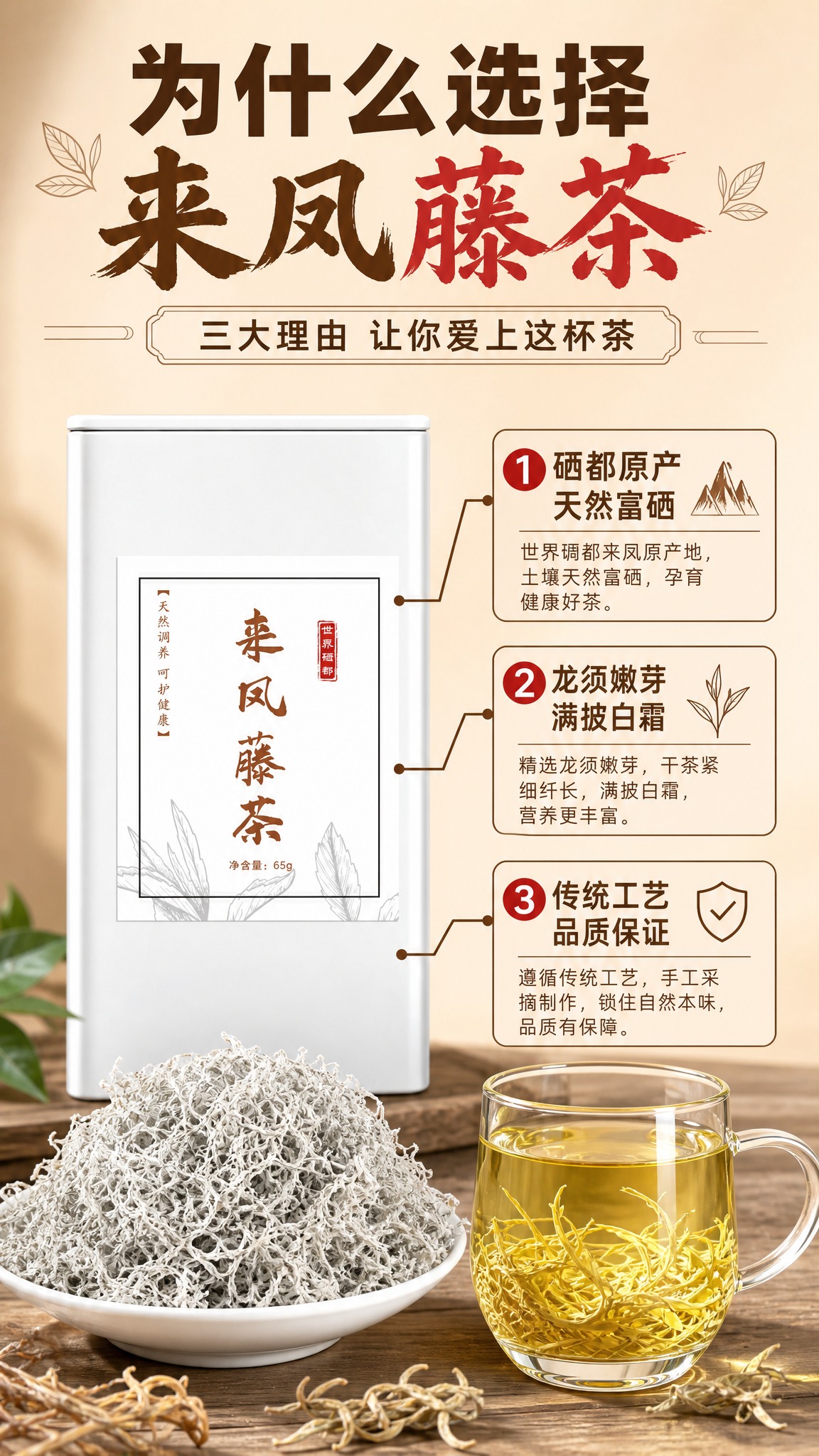 [商品] 使用【图1】来凤藤茶65g白色袋装产品；保留白色包装… - 图片创意预览