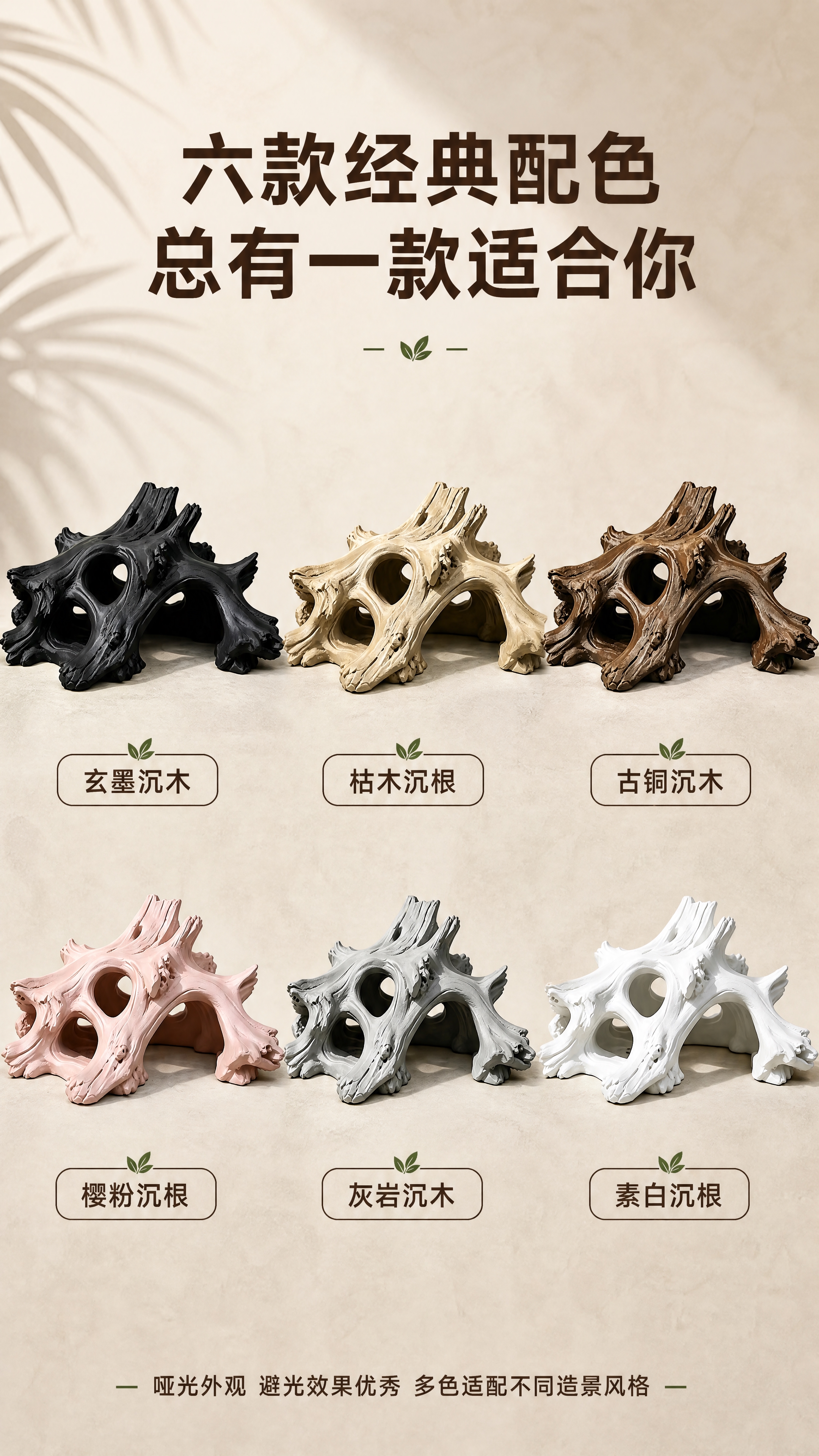 [商品] 使用全部6款仿真沉木躲避洞穴：图1枯木沉根(浅原木色… - 图片创意预览