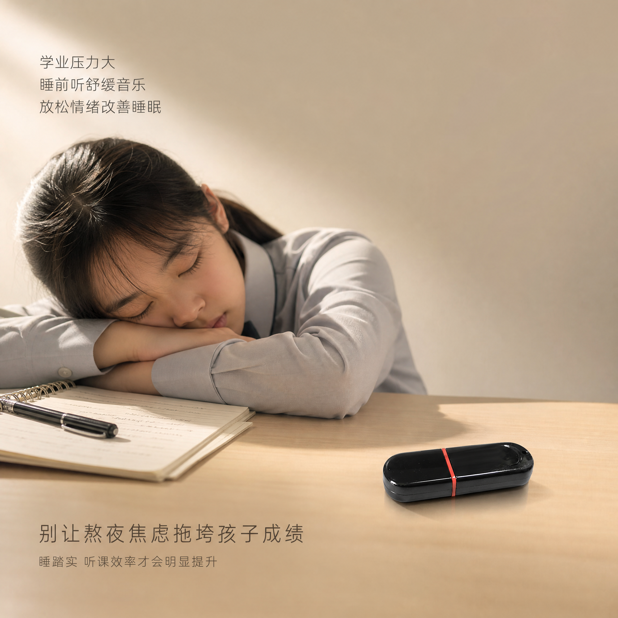 [单张主图] 金属小巧U盘舒缓音乐助眠产品，高级氛围感路线，淘… - 图片创意预览