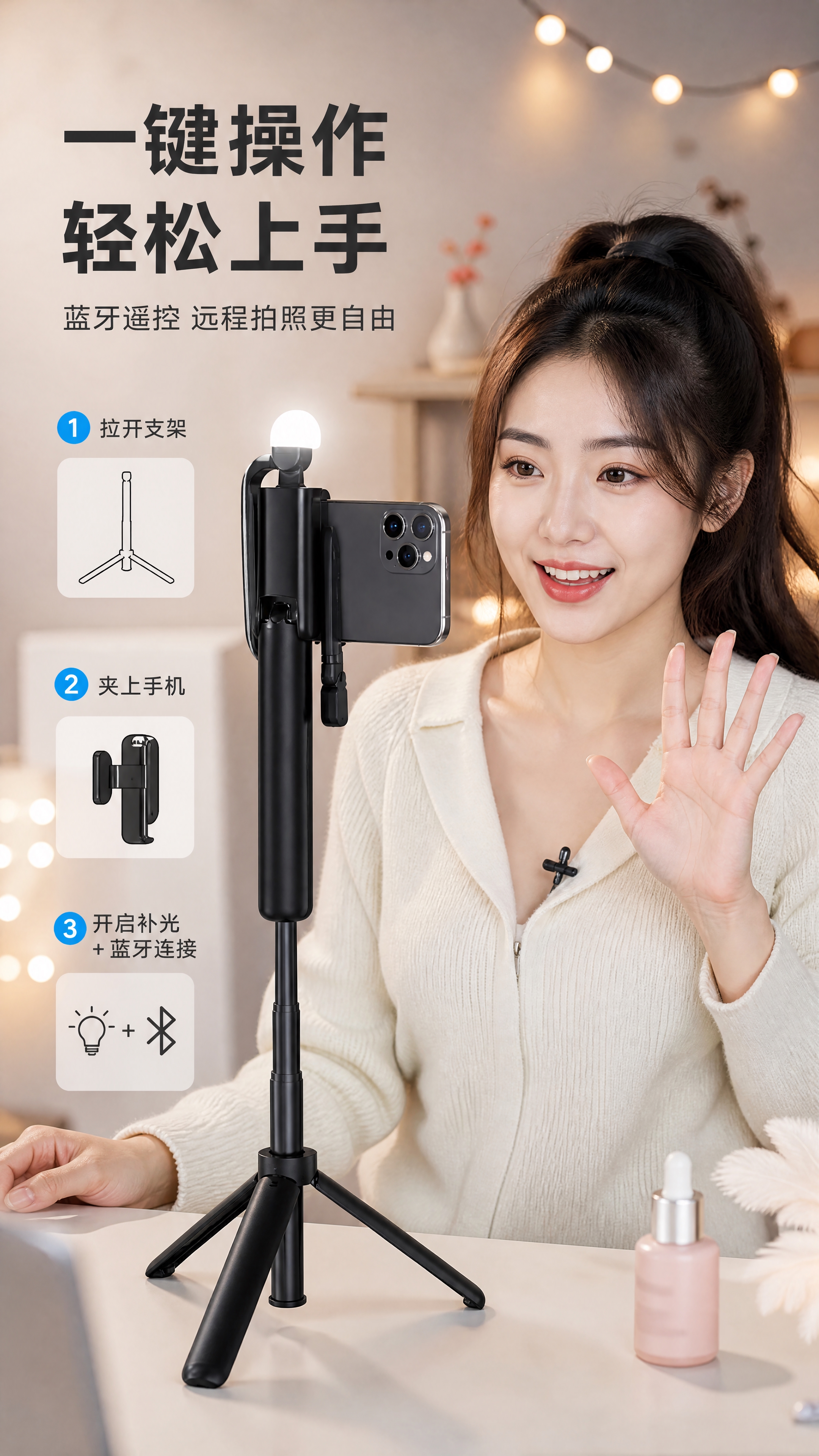 [商品] 使用【图1】黑色长款多功能手机支架；保留支架的结构、… - 图片创意预览
