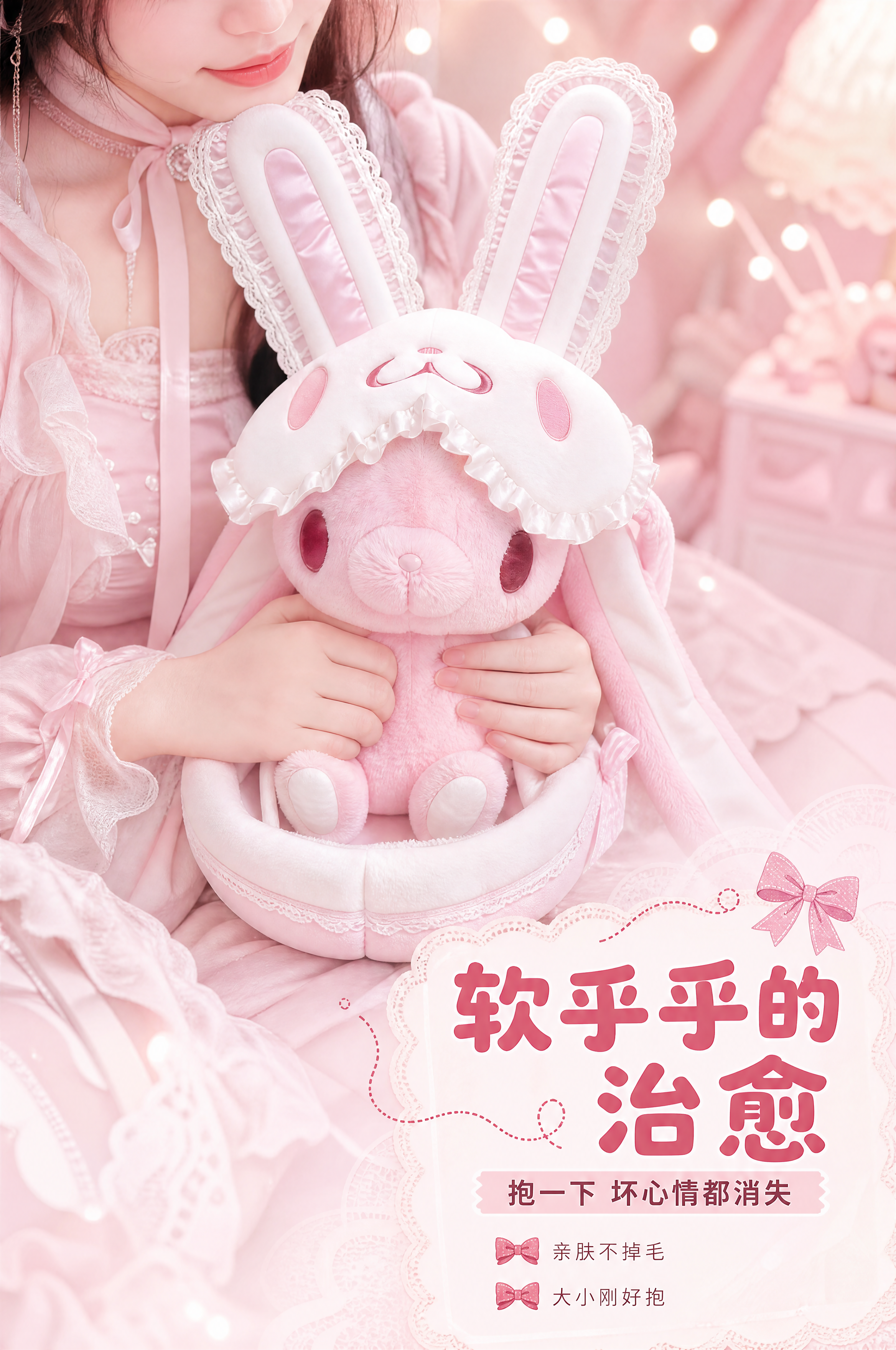 [商品] 使用【图1】JCKNBJ泛用兔粉色兔子玩偶；保留粉色… - 图片创意预览