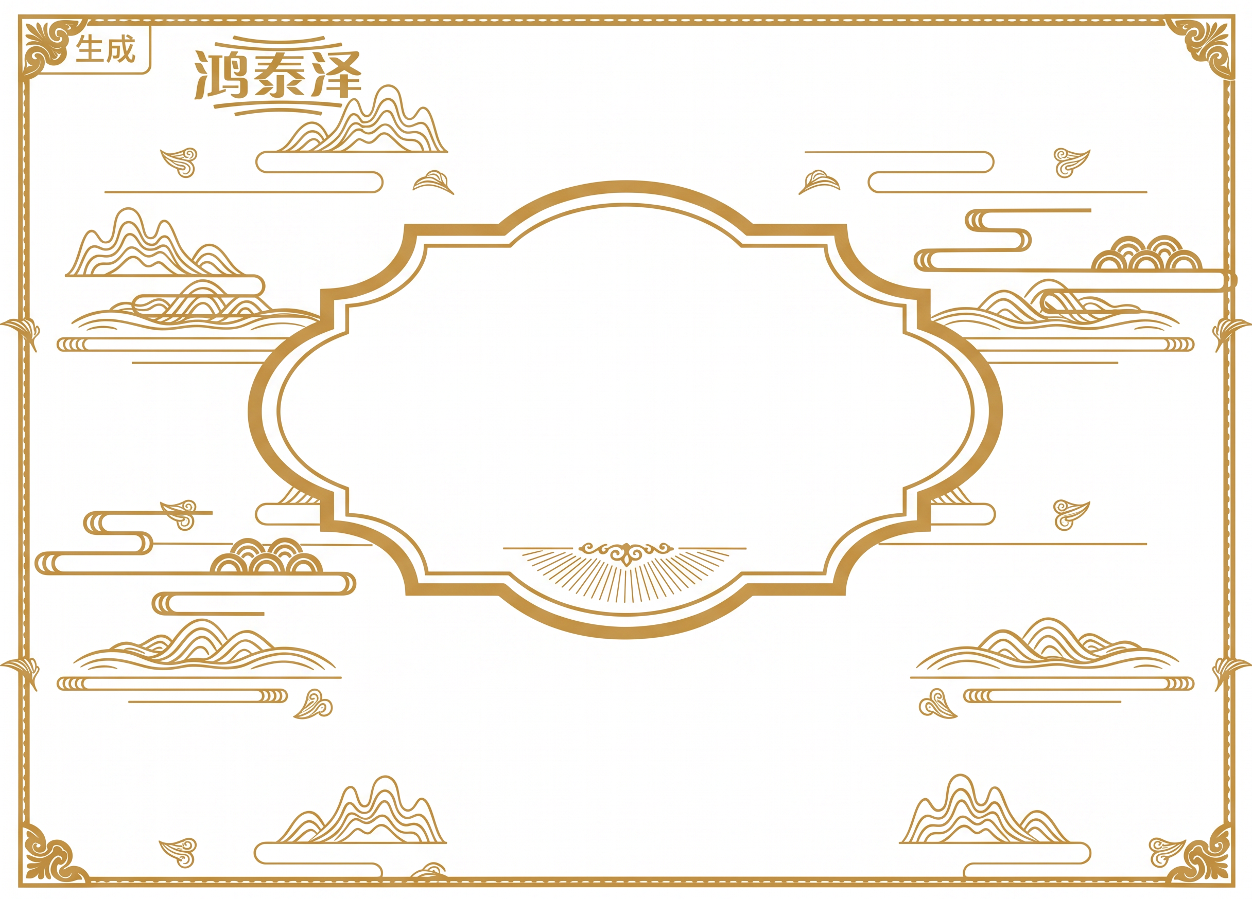 提取图中最外侧的中式传统回纹边框，仅保留边框本身，内部所有内容… - 图片创意预览