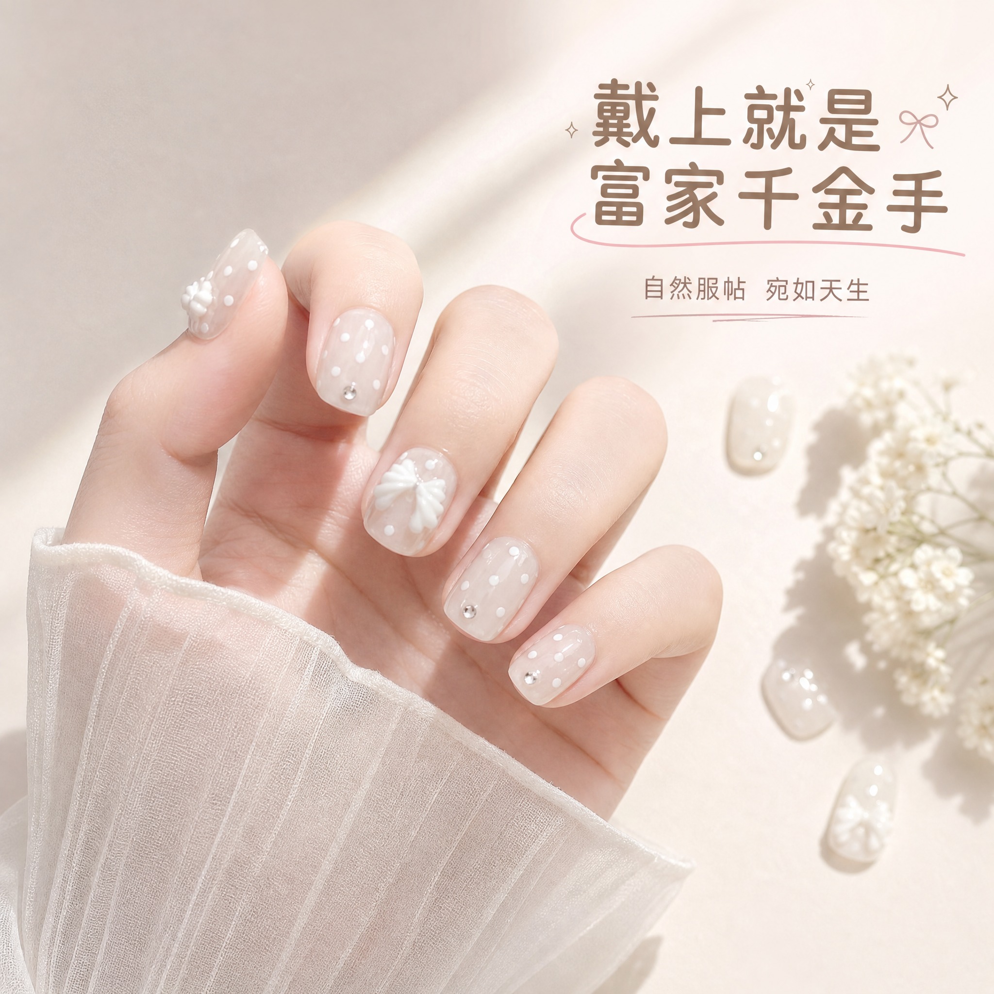 [主图-4] 佩戴效果展示，展示穿戴甲戴在手上的真实效果，体现… - 图片创意预览