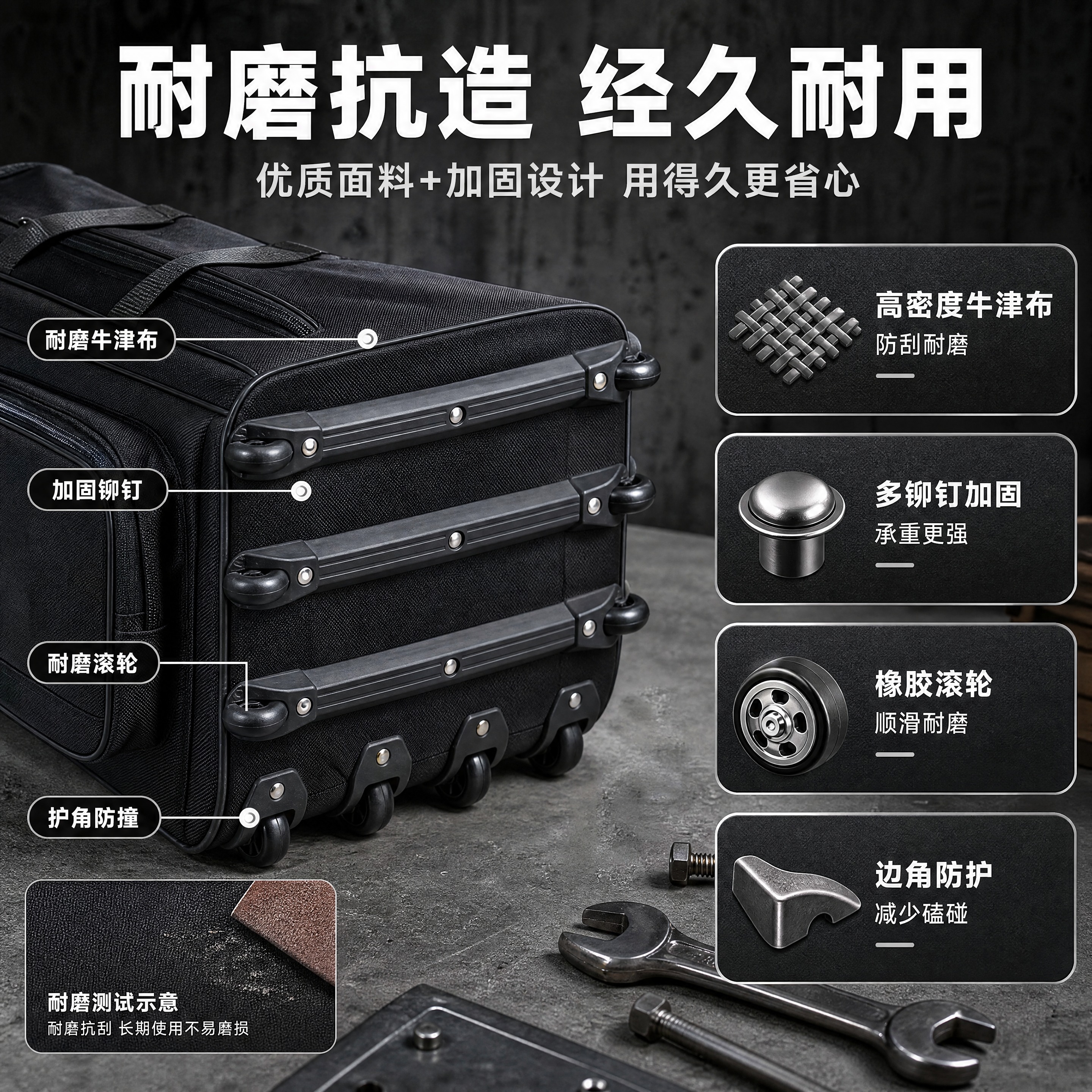 [商品] 使用【图5】底部滚轮图、【图2】侧面图；保留黑色牛津… - 图片创意预览