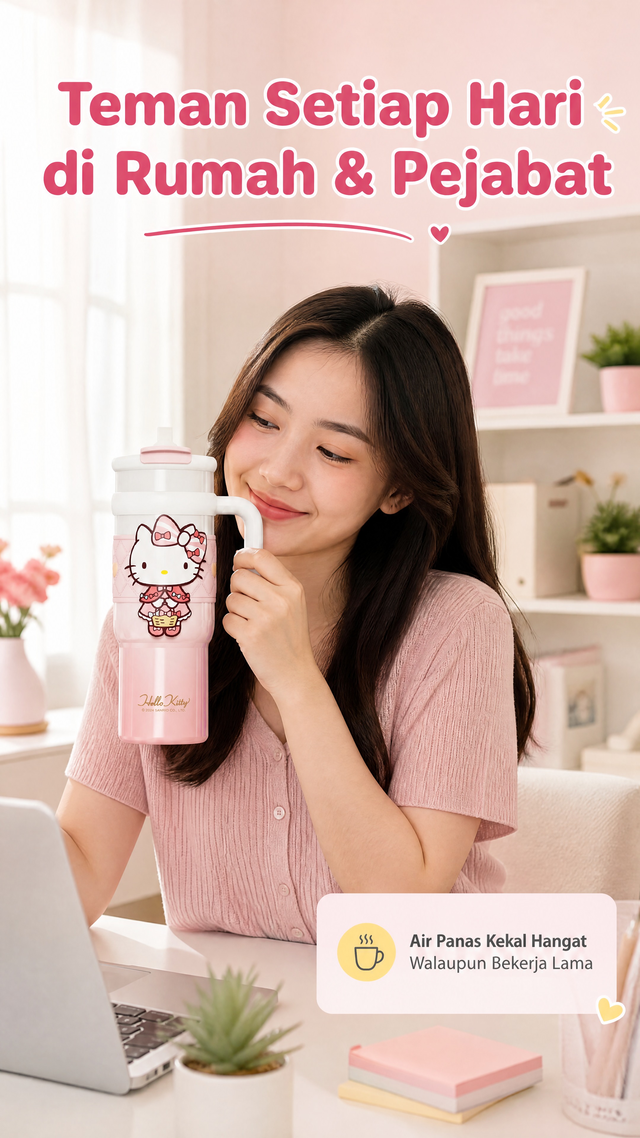 [商品] 使用【图2】白粉色Hello Kitty款保温壶；保… - 图片创意预览