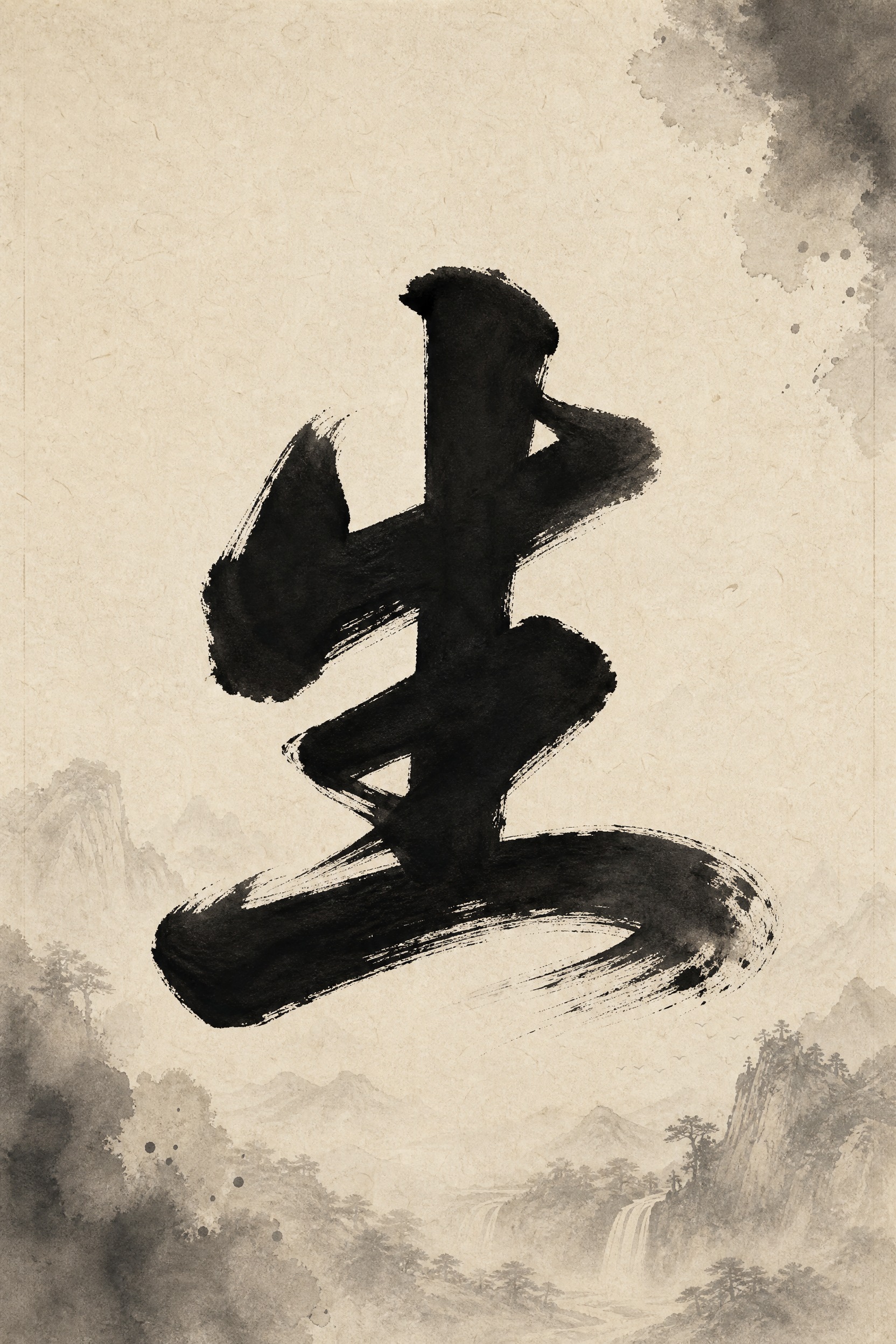 大气书法风单字海报，A4竖版，画面中央一个巨大的毛笔书法字「生… - 图片创意预览