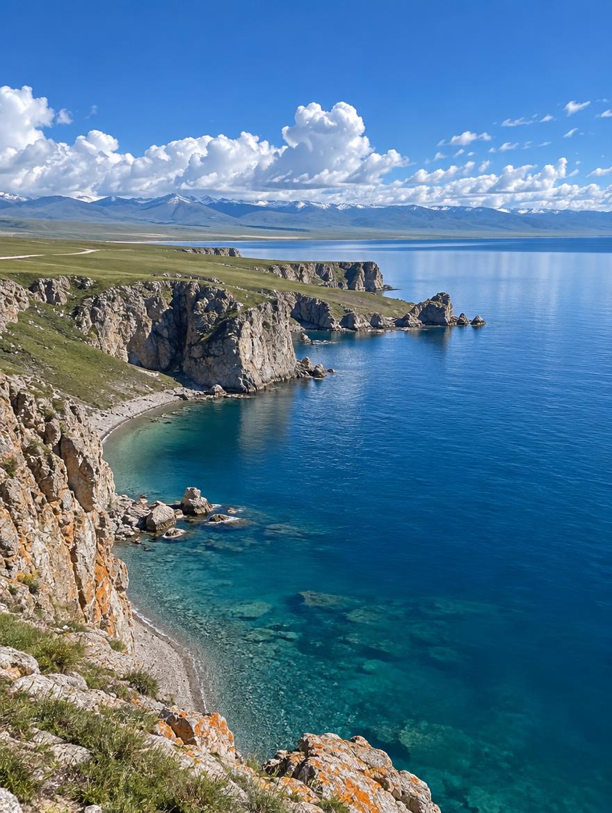 青海湖圣泉湾断崖高清实拍风景图，小众湖湾秘境，断崖湖岸，湛蓝湖… - 图片创意预览
