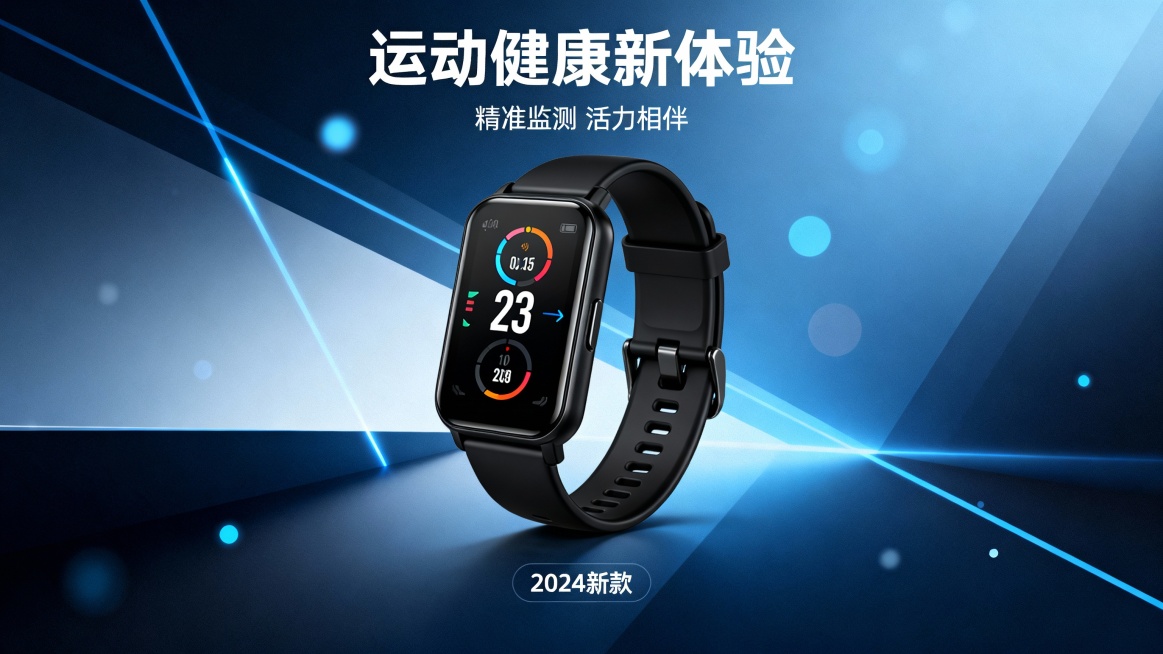 一个黑色运动手环的海报预览效果