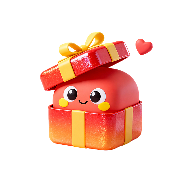 要透明背景，礼盒带点光泽度