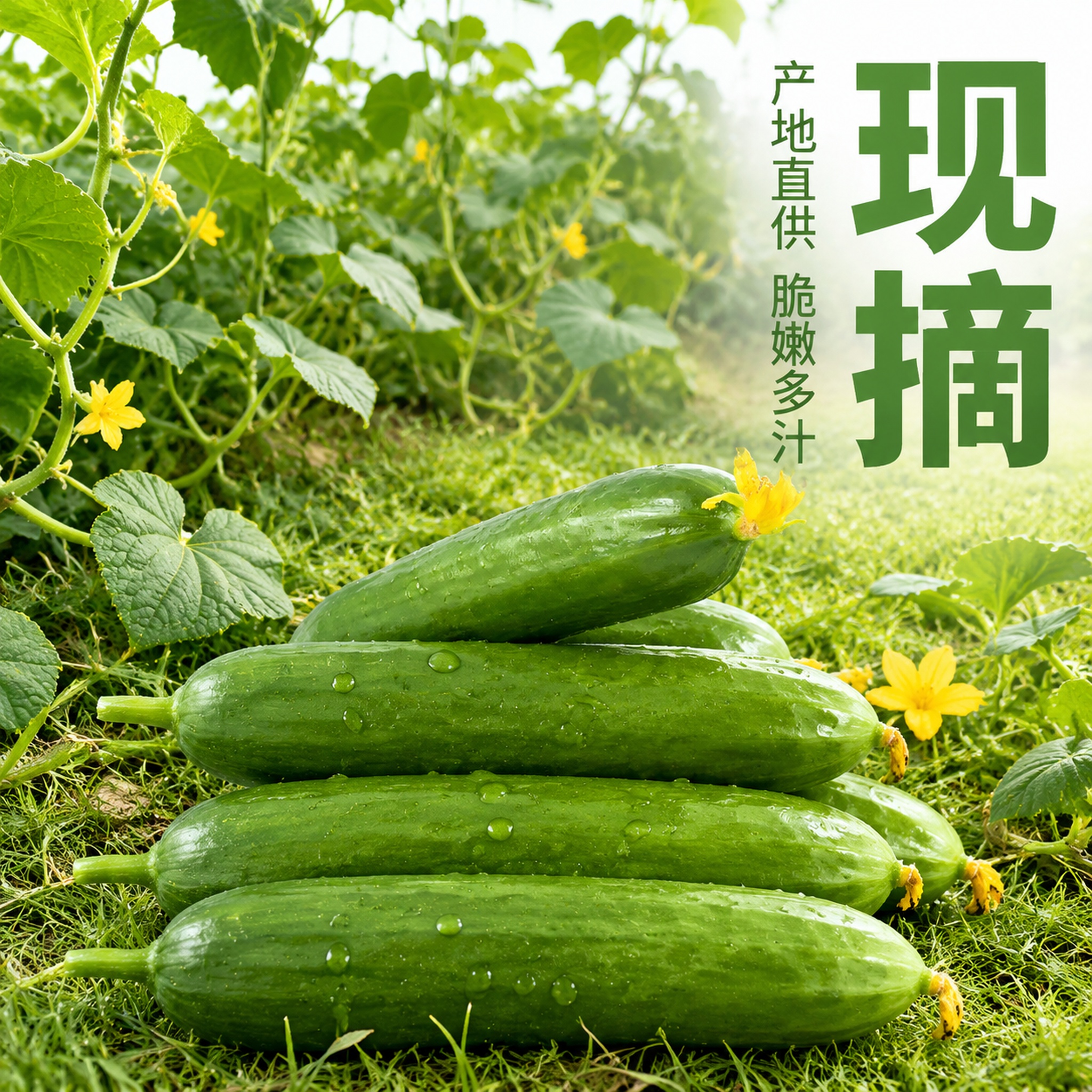 「图片1」，生成一套主图（8张），商品名称是水果黄瓜，卖点是新… - 图片创意预览