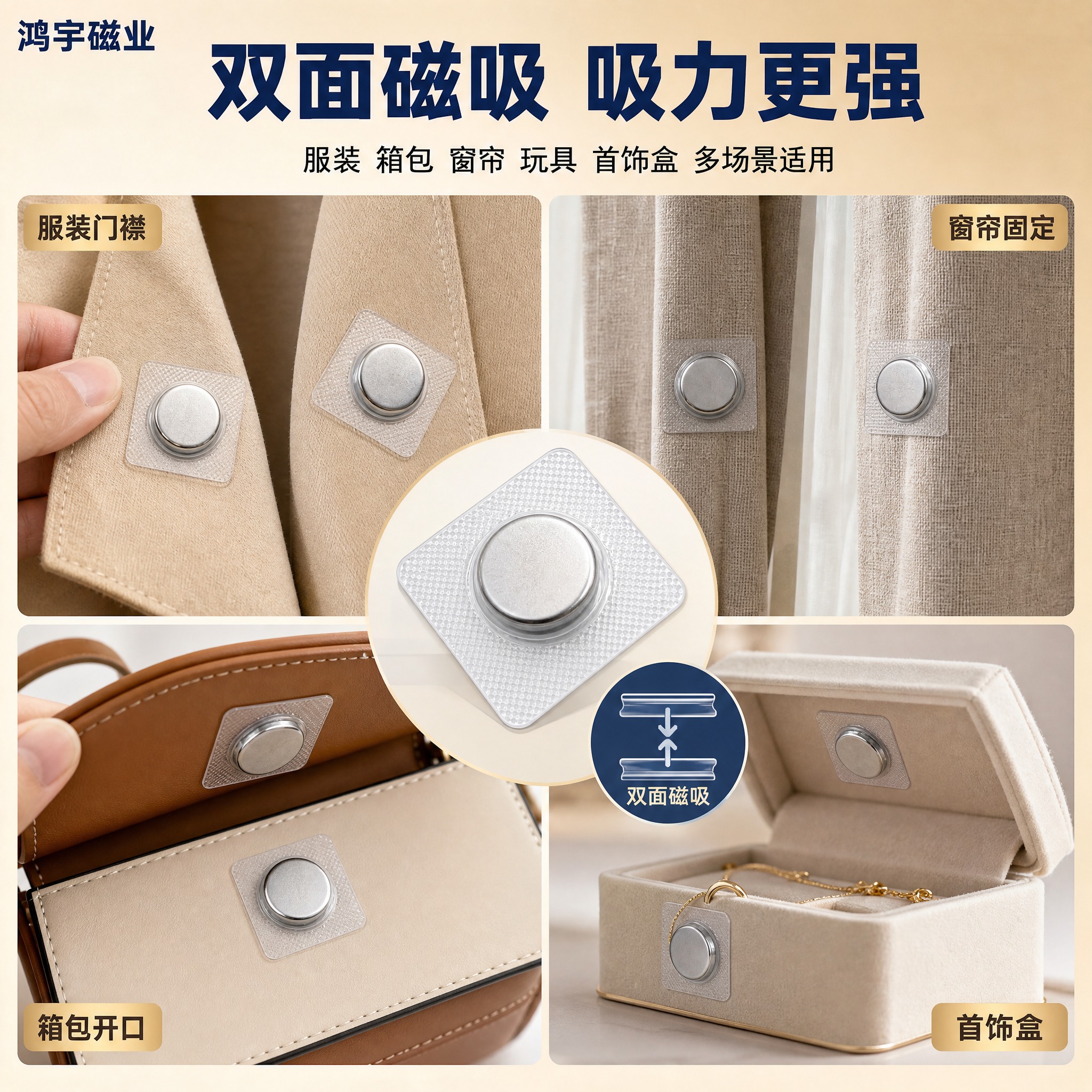 [主图-2] PVC双面磁 应用场景图，展示双面磁吸多场景使用… - 图片创意预览