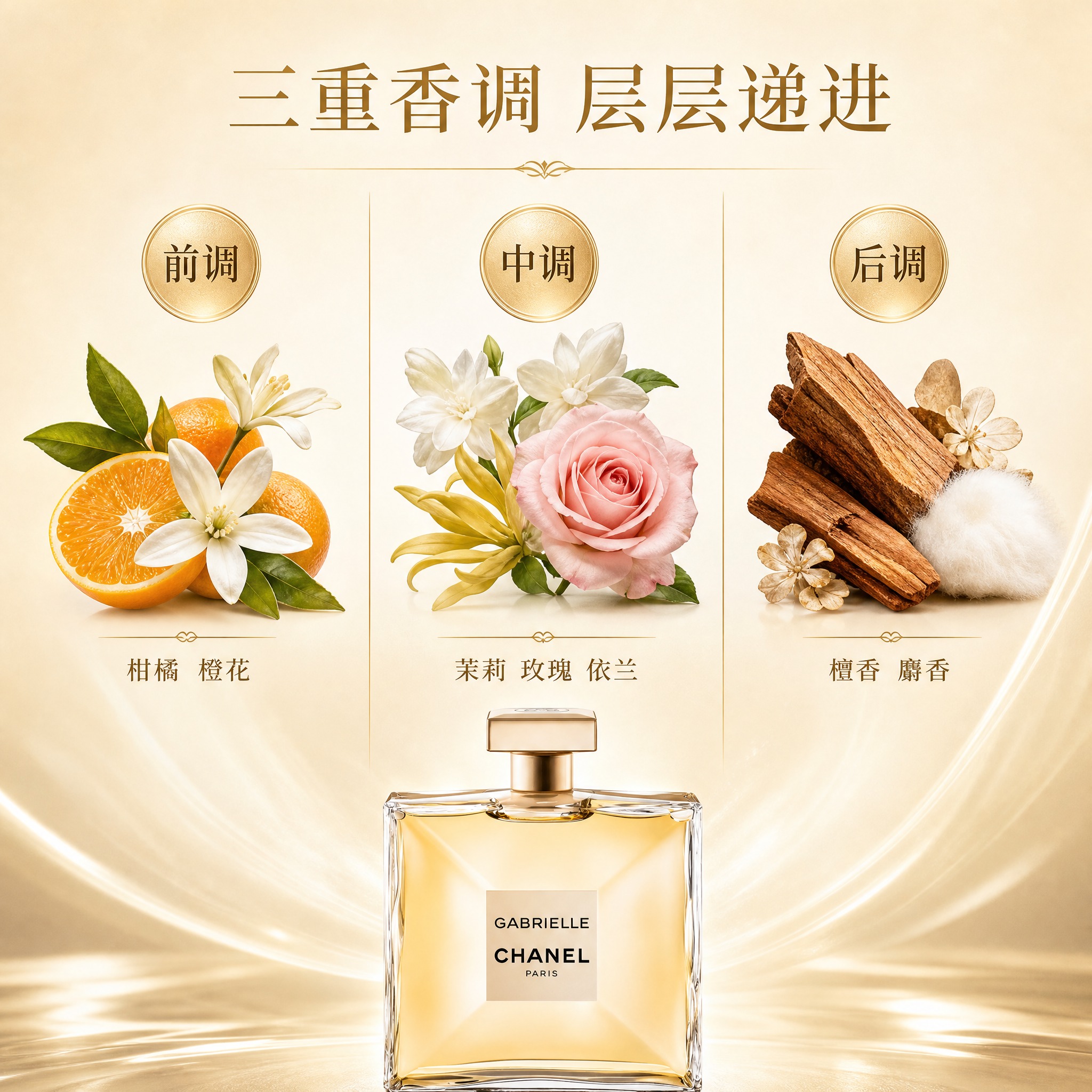 [主图-5] 香调层次结构图，以前中后调三段式展示香水的香调结… - 图片创意预览