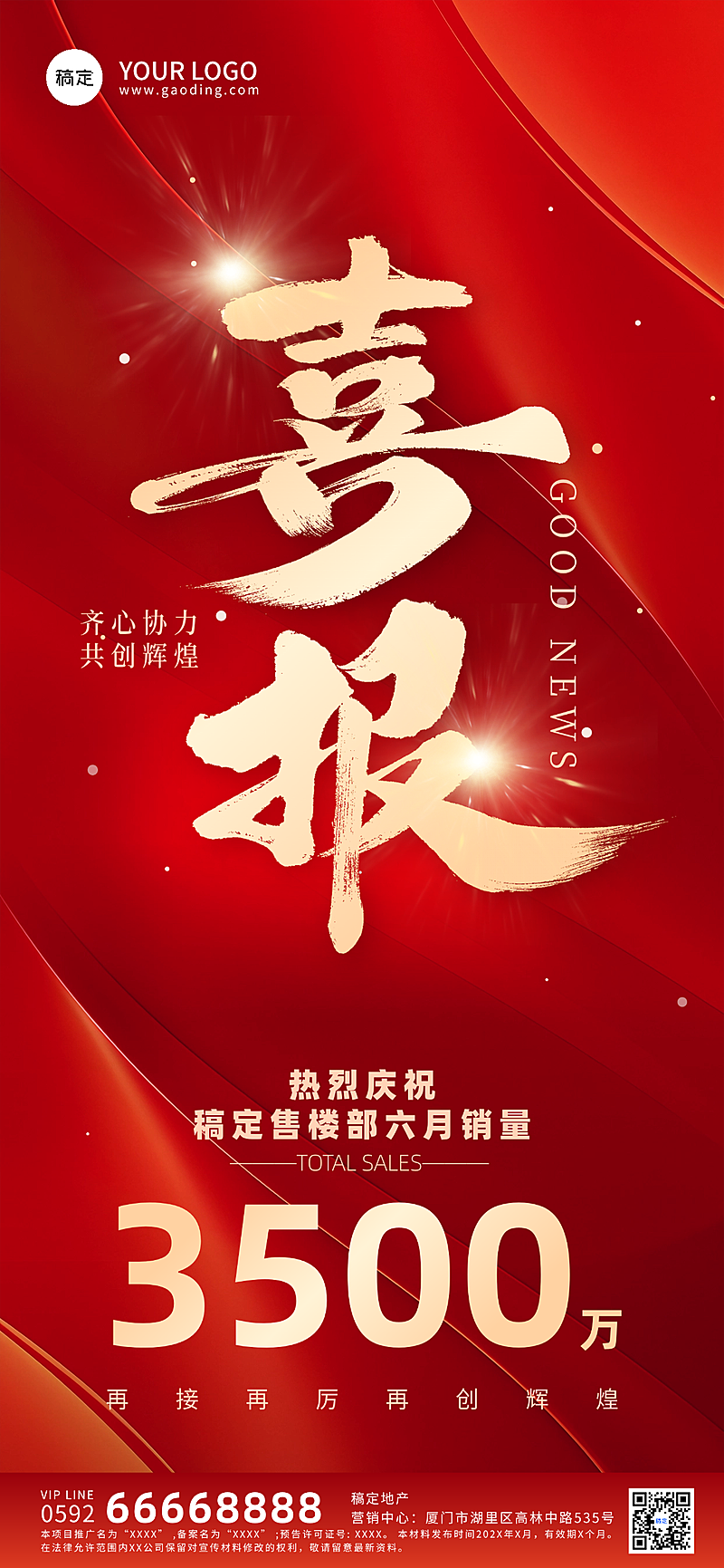 喜报销售额突破战报全屏竖版海报