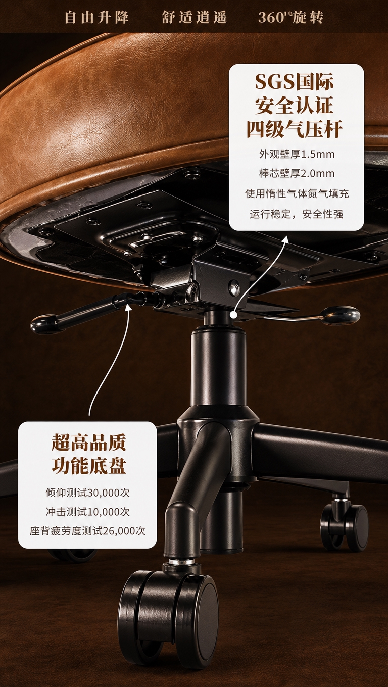 [商品] 使用【图2】黑色升级款电脑椅底部结构，保留SGS四级… - 图片创意预览
